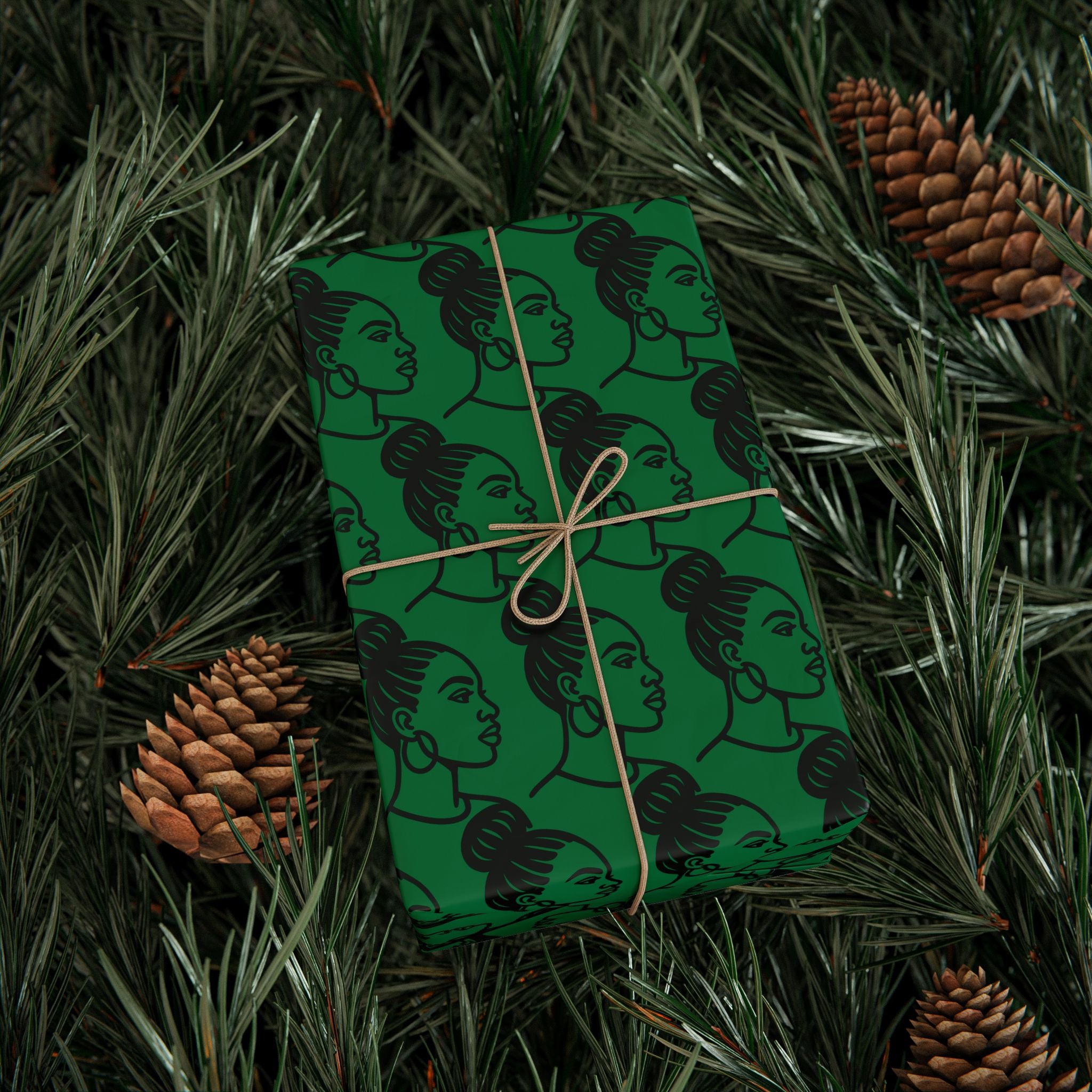'High Bun' Green Wrapping Paper