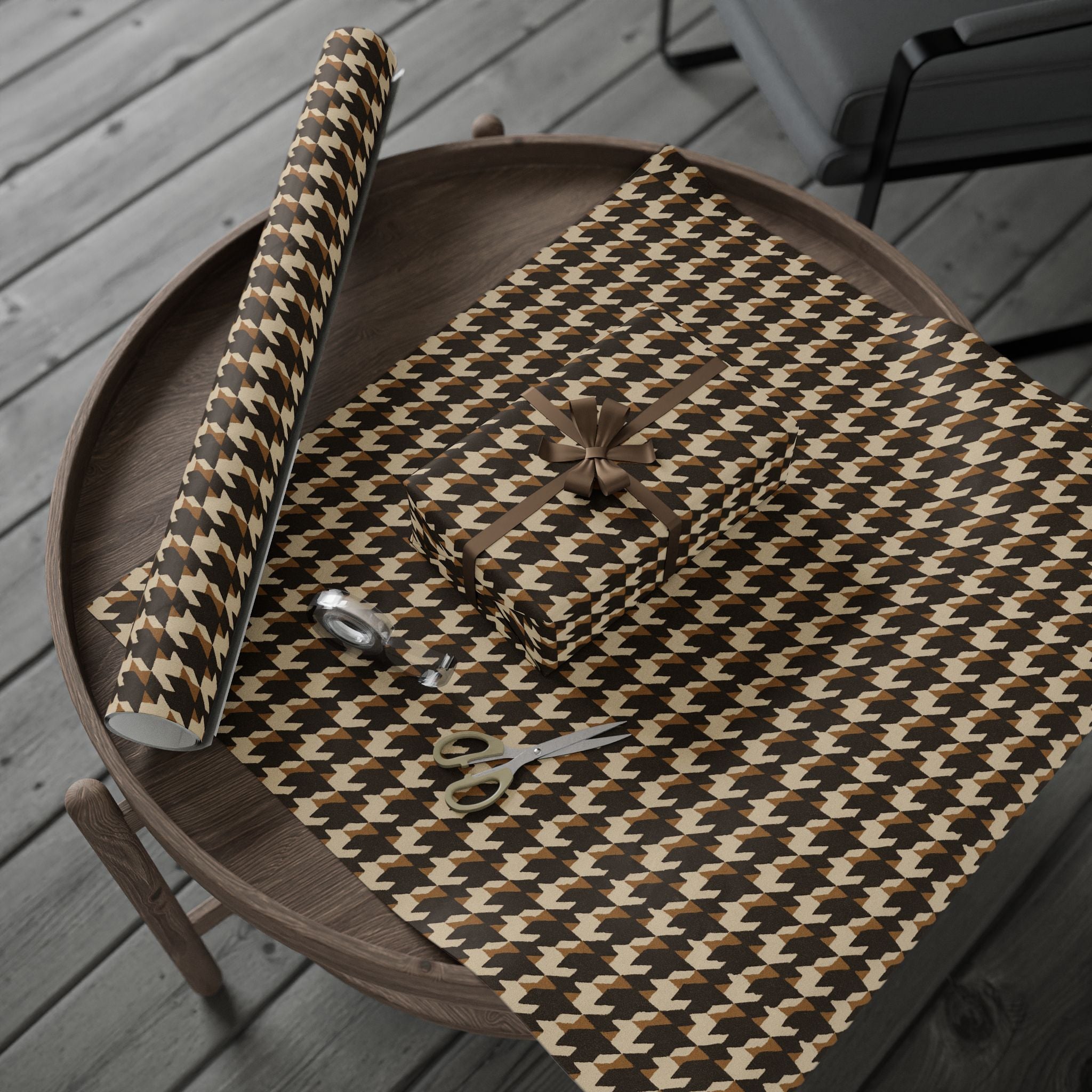 Houndstooth Pattern -Brown Wrapping Paper