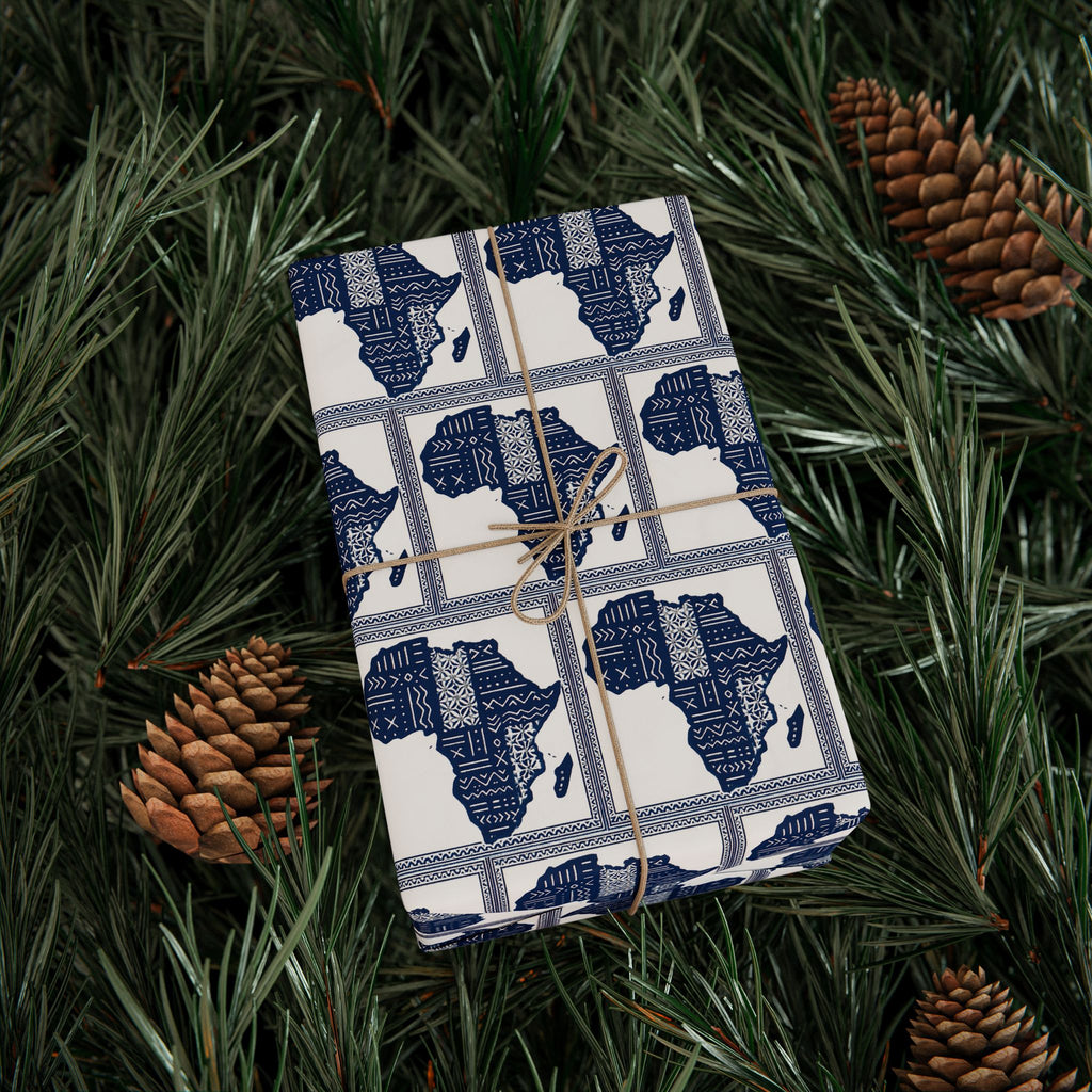 Africa Blue Printed Wrapping Paper