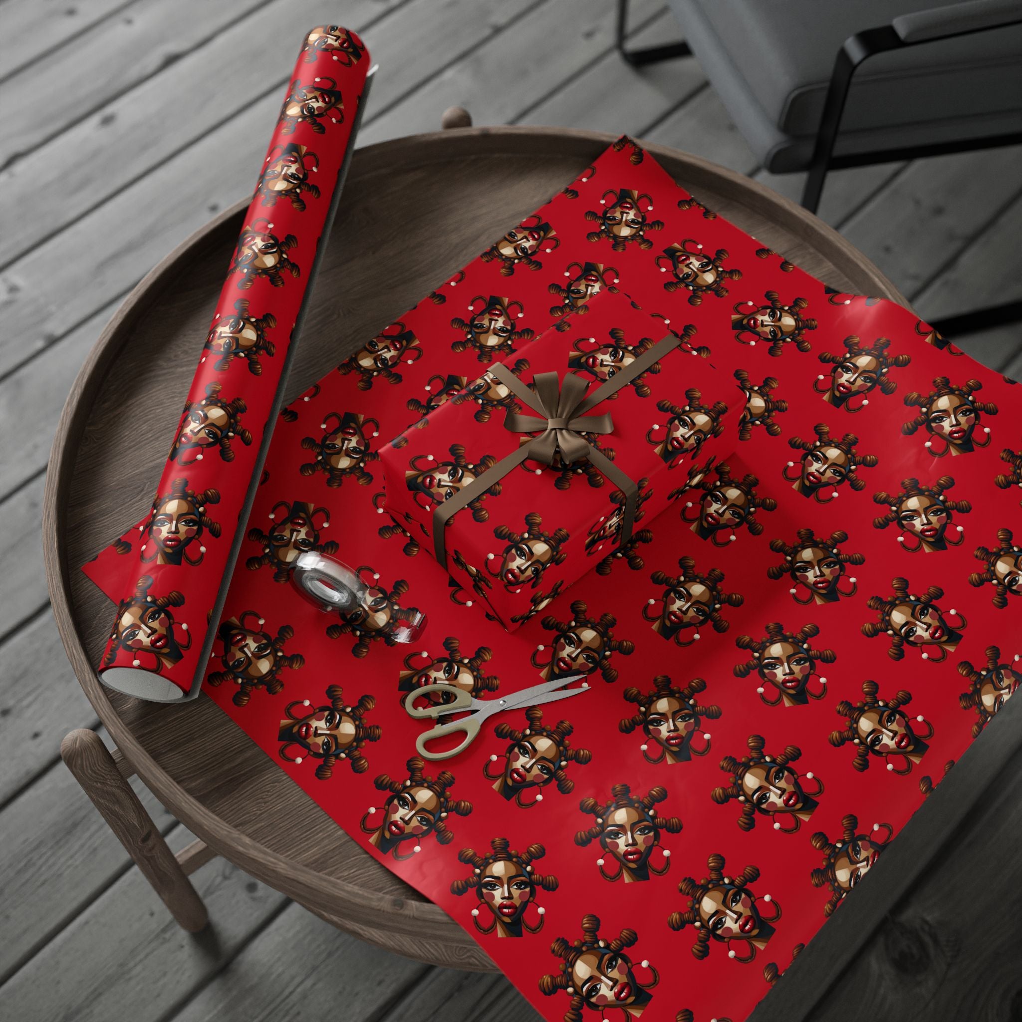 'Bantu' Red Gift Wrapping Paper Roll