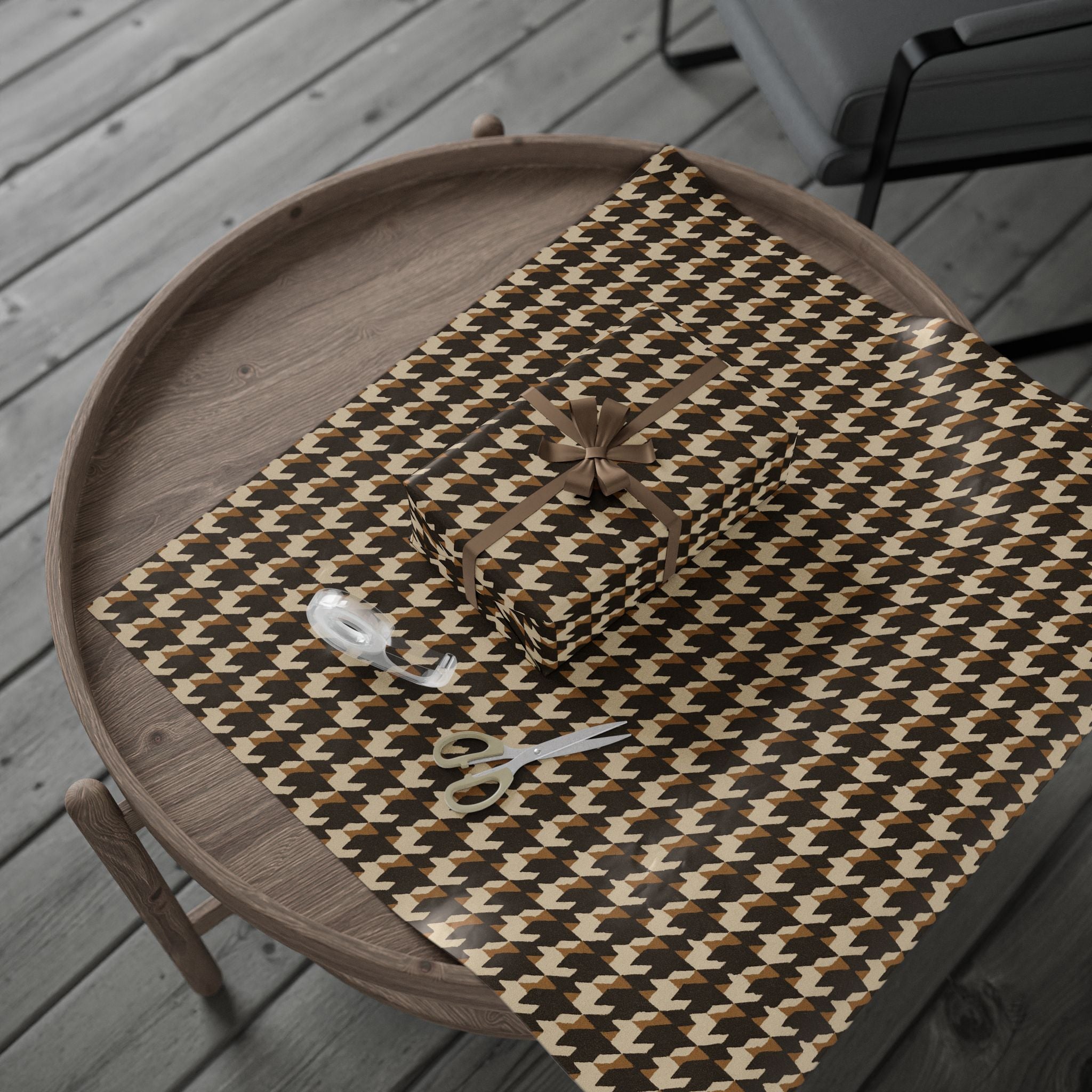 Houndstooth Pattern -Brown Wrapping Paper