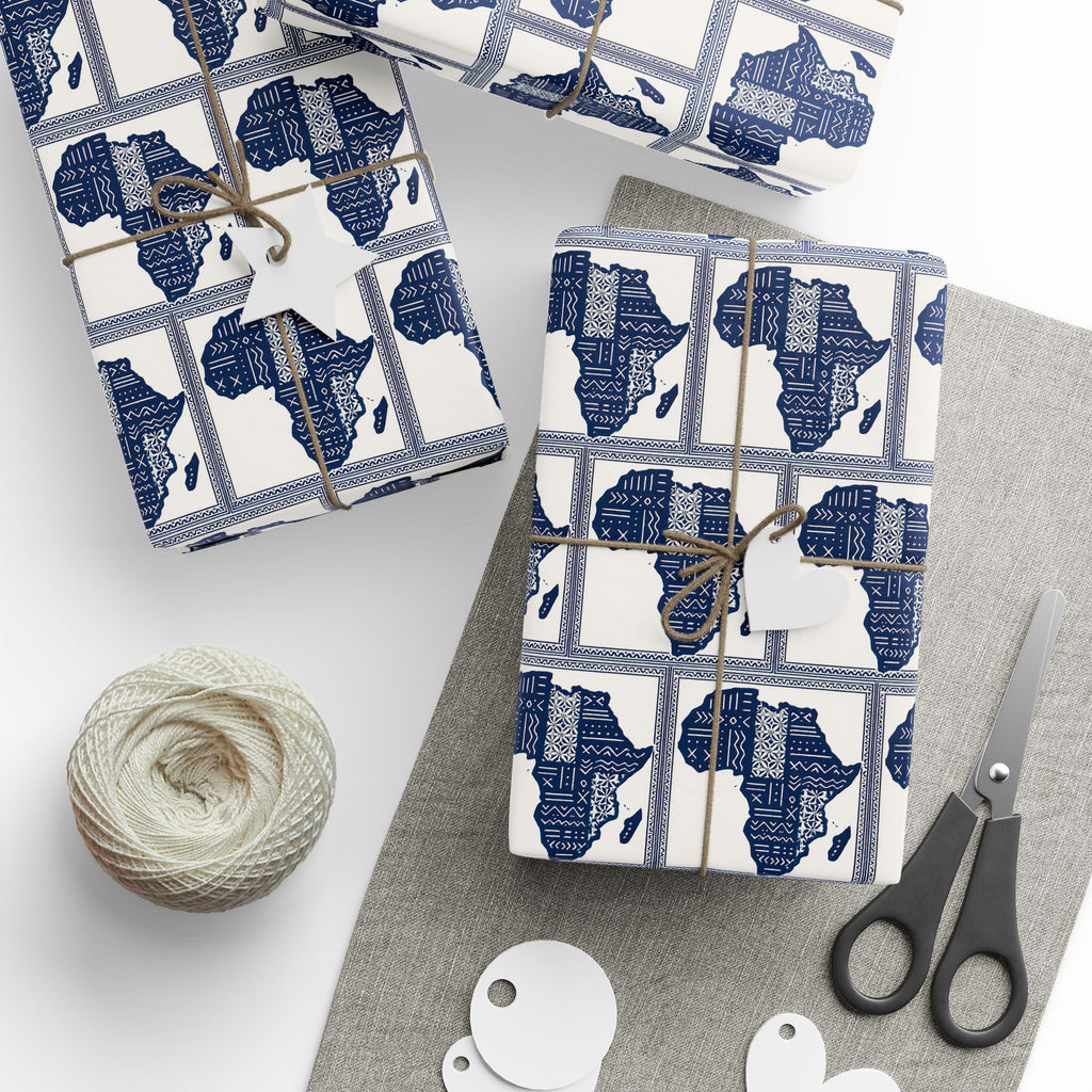 Africa Blue Printed Wrapping Paper
