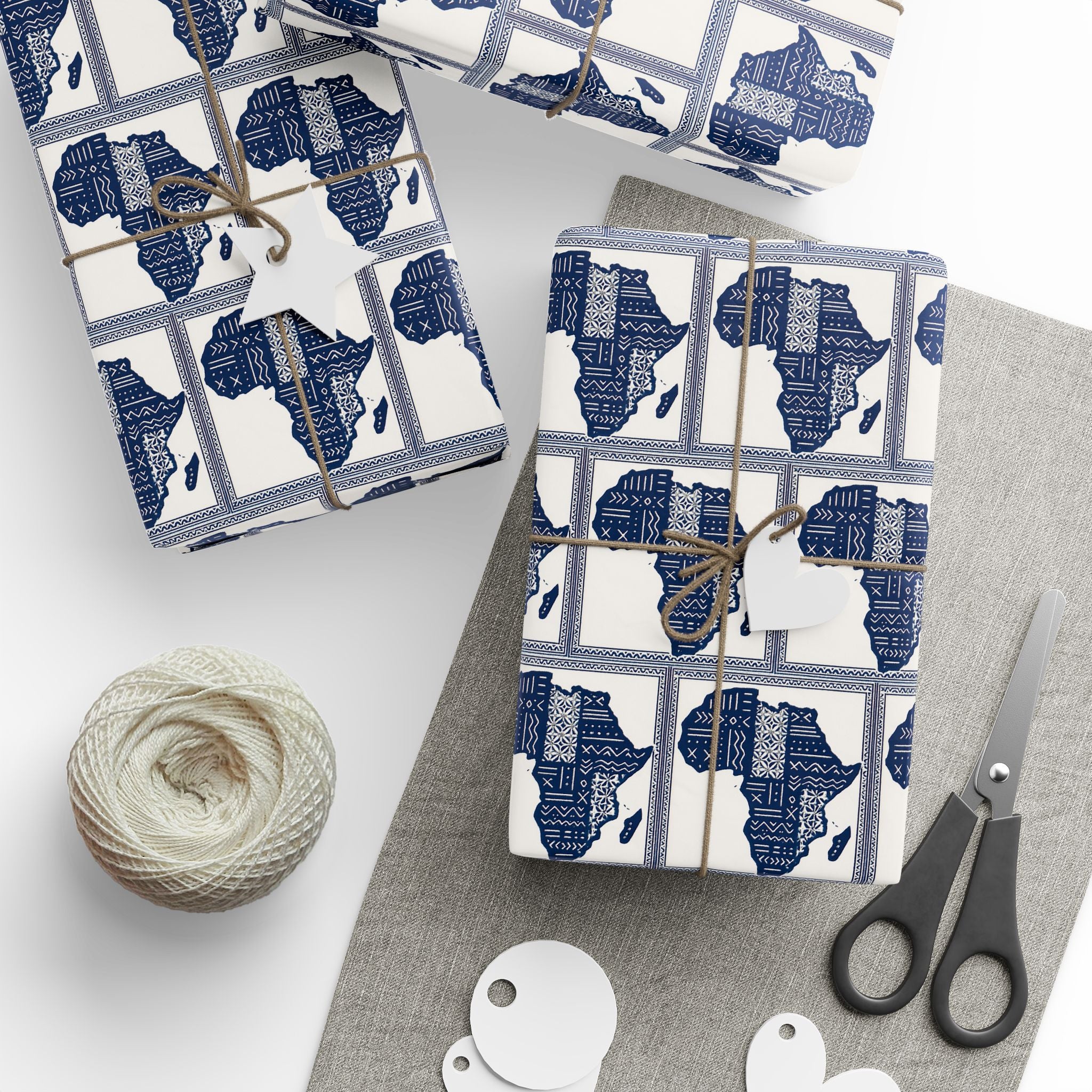 Africa Blue Printed Wrapping Paper