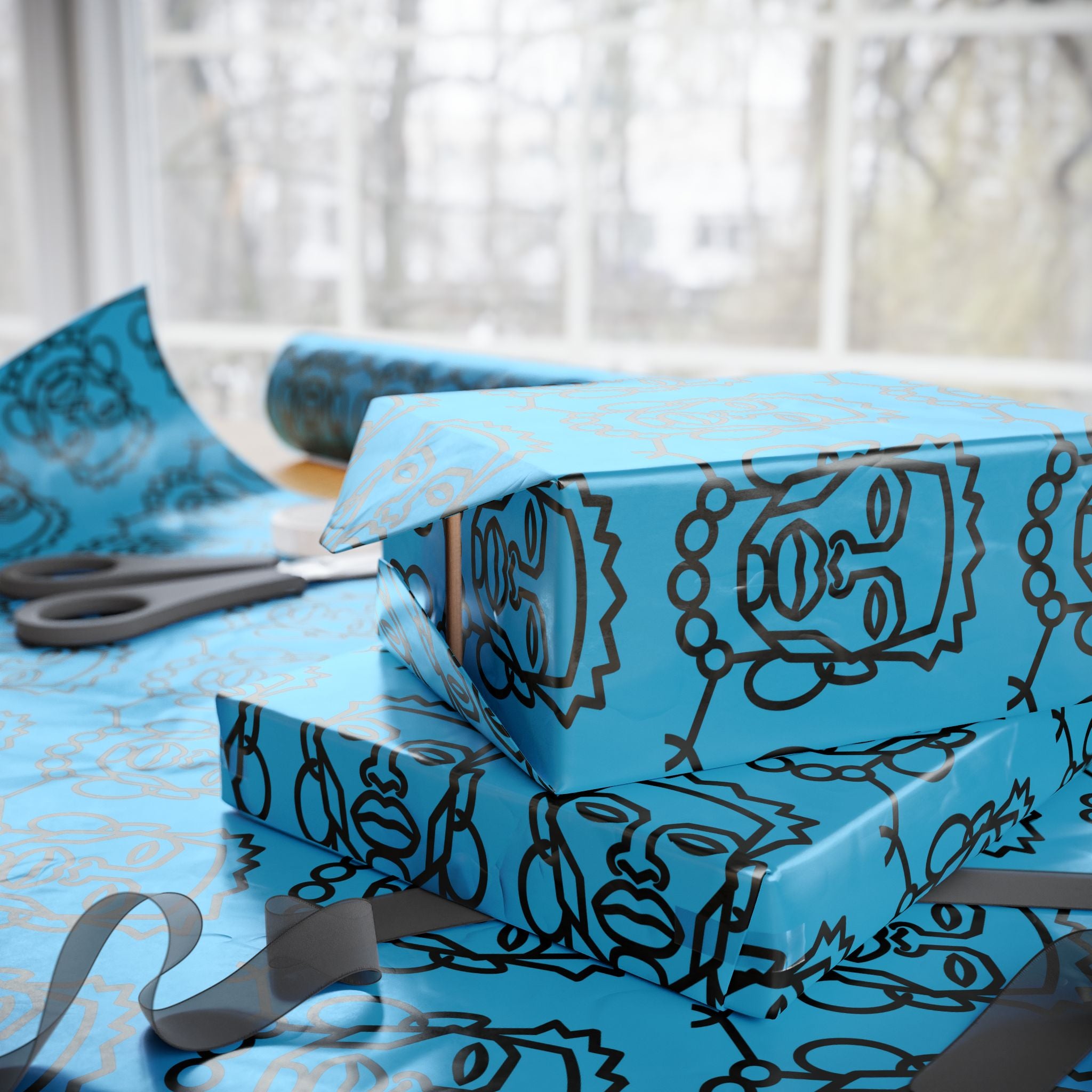'He is Him' Teal Wrapping Paper, Holiday Gift Wrap
