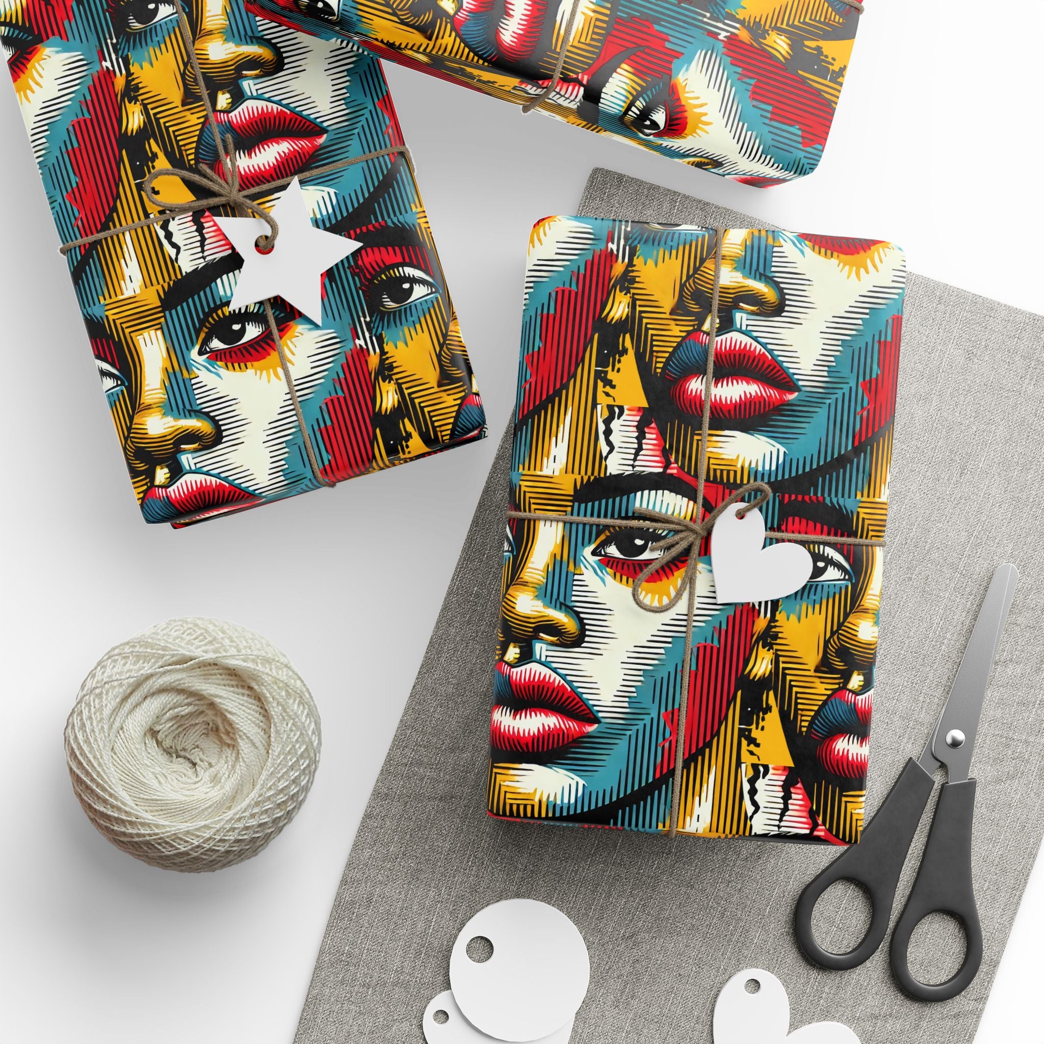 Comic Face, Colorful, Artistic Wrapping Paper