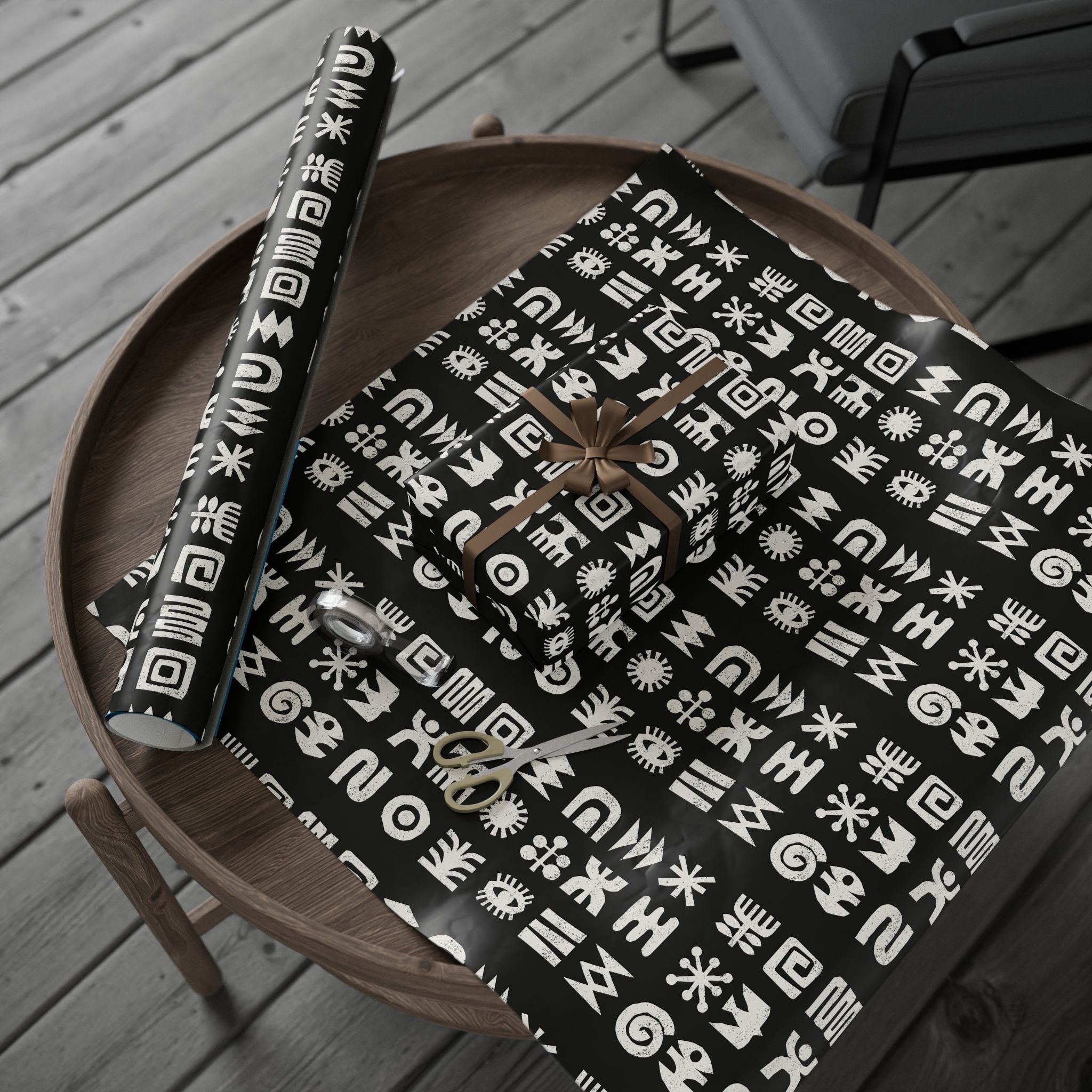 Adinkra Black & White Unique Wrapping Paper