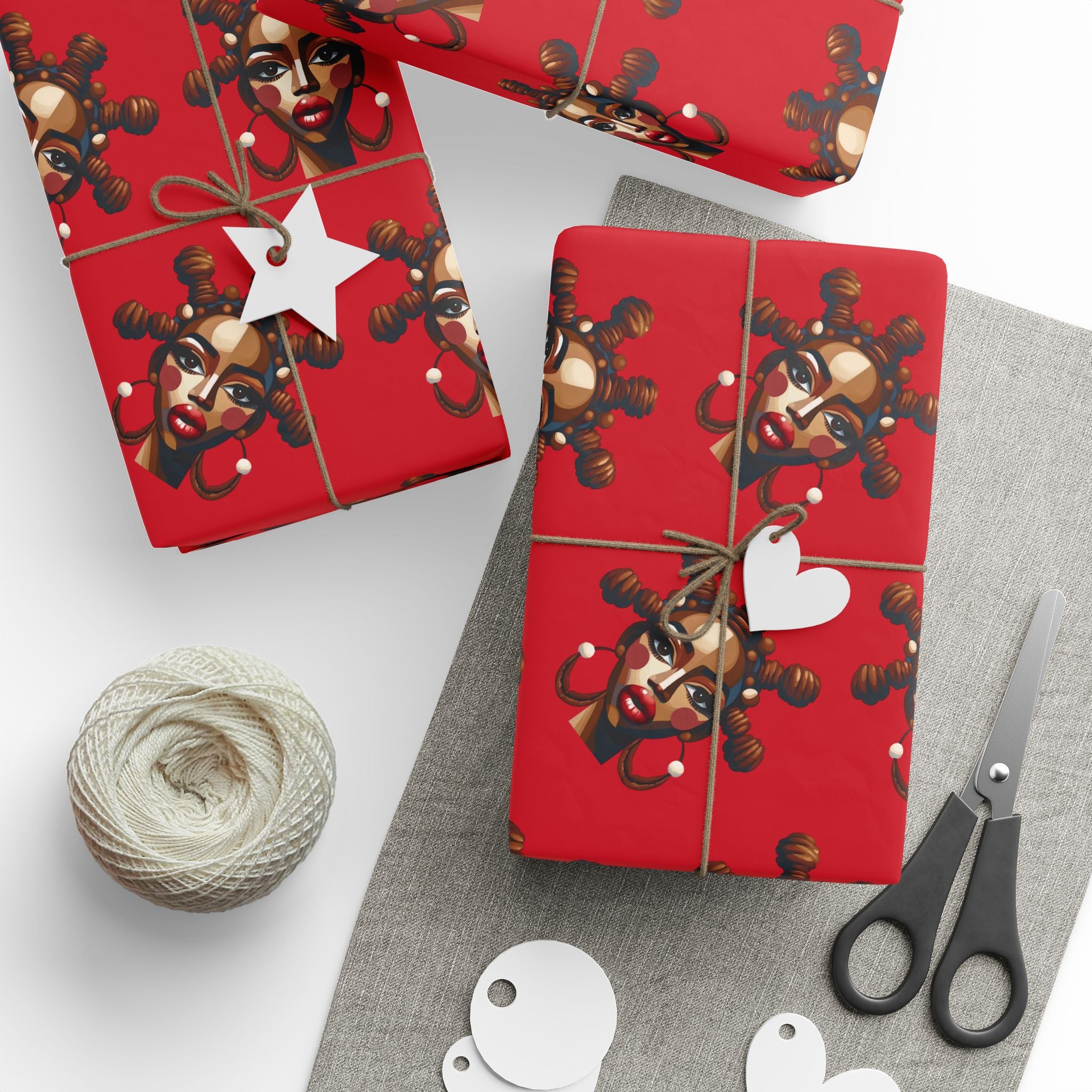'Bantu' Red Gift Wrapping Paper Roll