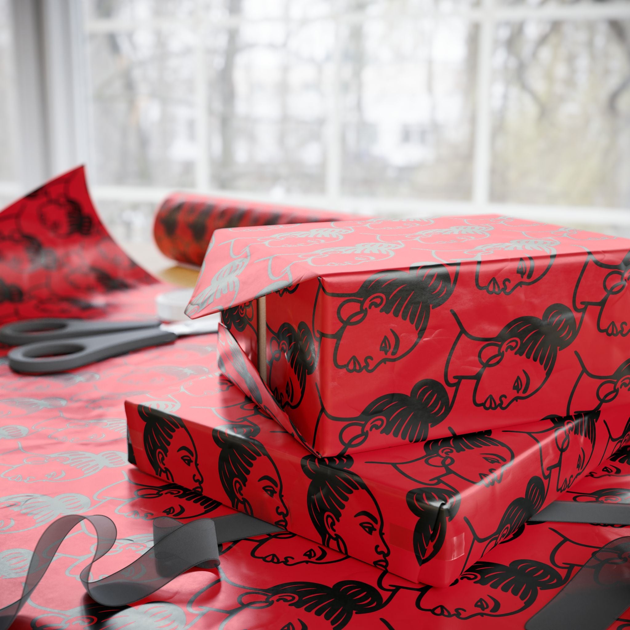'High Bun' Red Wrapping Paper