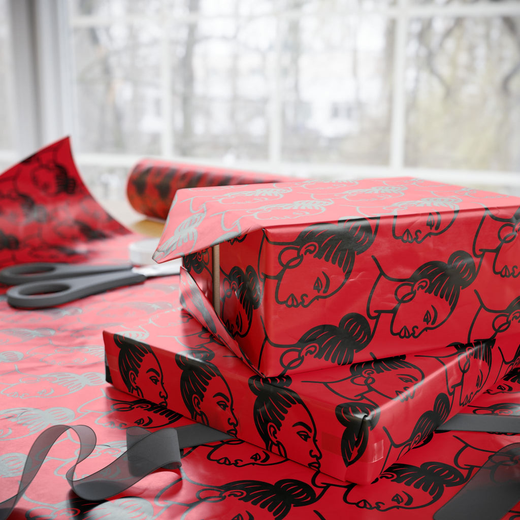 'High Bun' Red Wrapping Paper