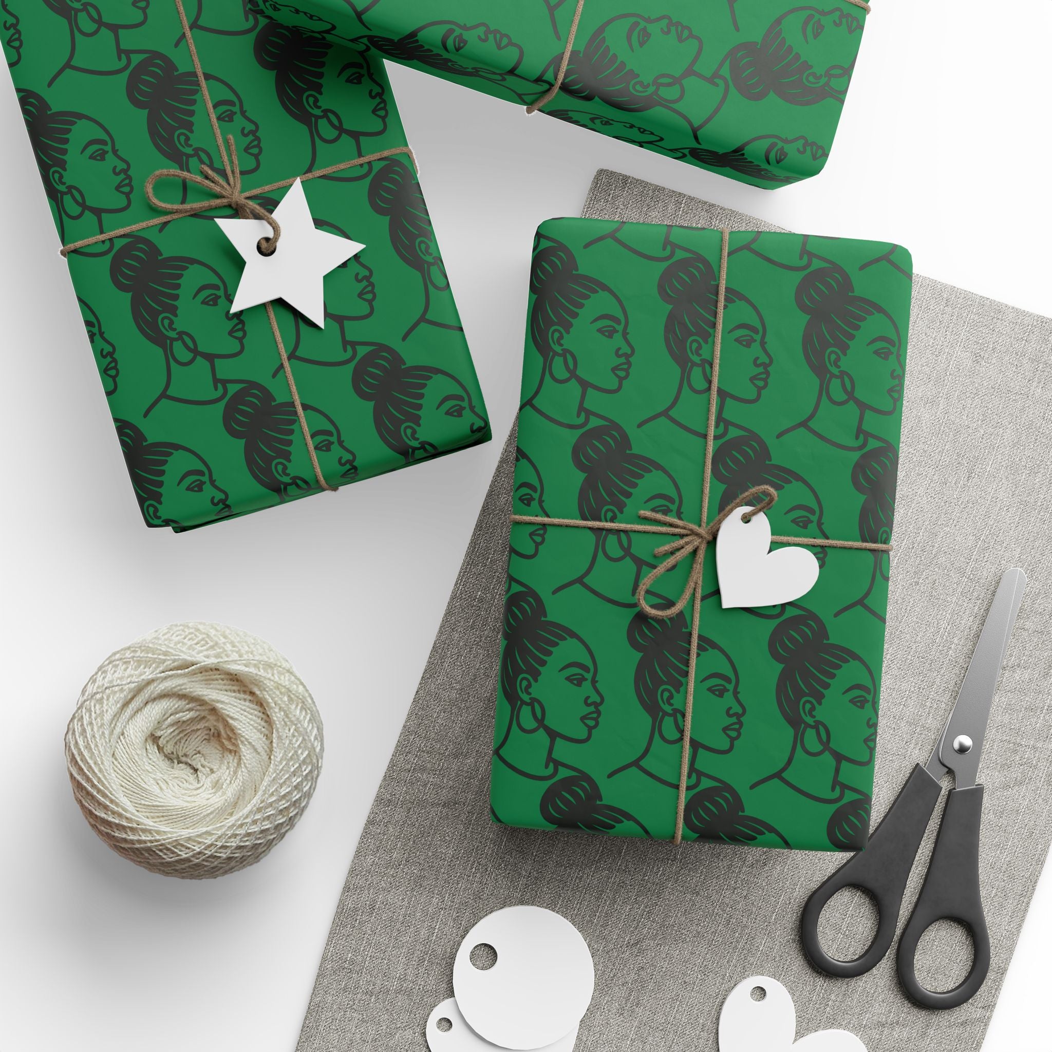 'High Bun' Green Wrapping Paper