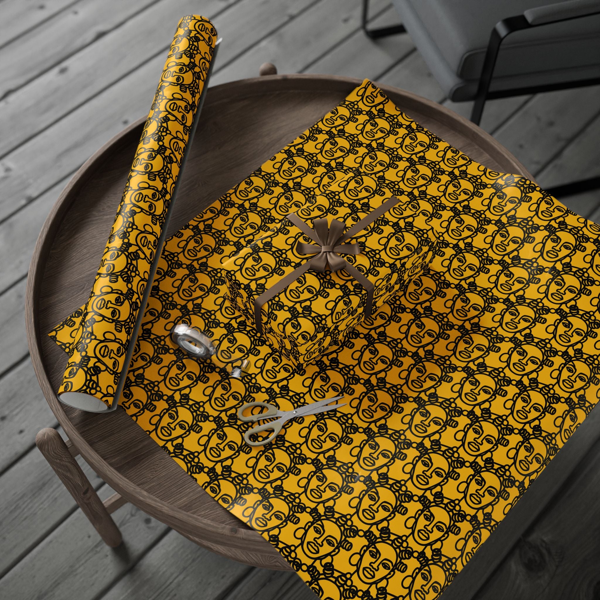 Bantu Crown - Yellow -Wrapping Paper, Holiday Gift Wrap