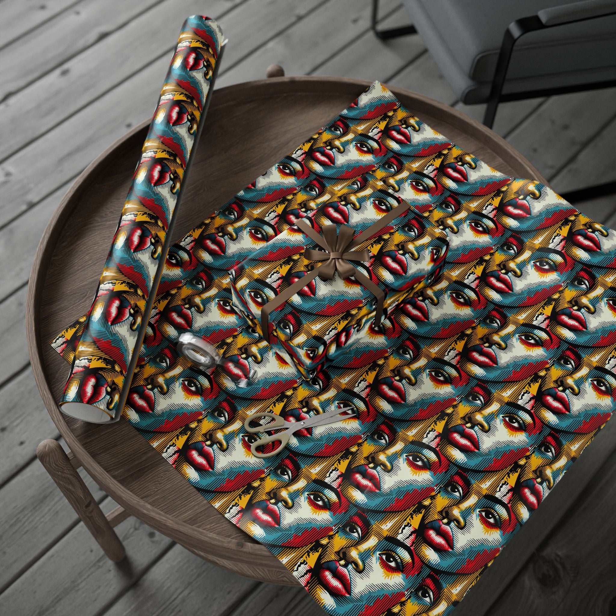 Comic Face, Colorful, Artistic Wrapping Paper
