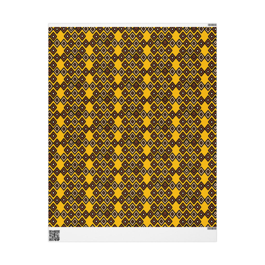 Diamond Pattern Retro Brown/Yellow Wrapping Paper