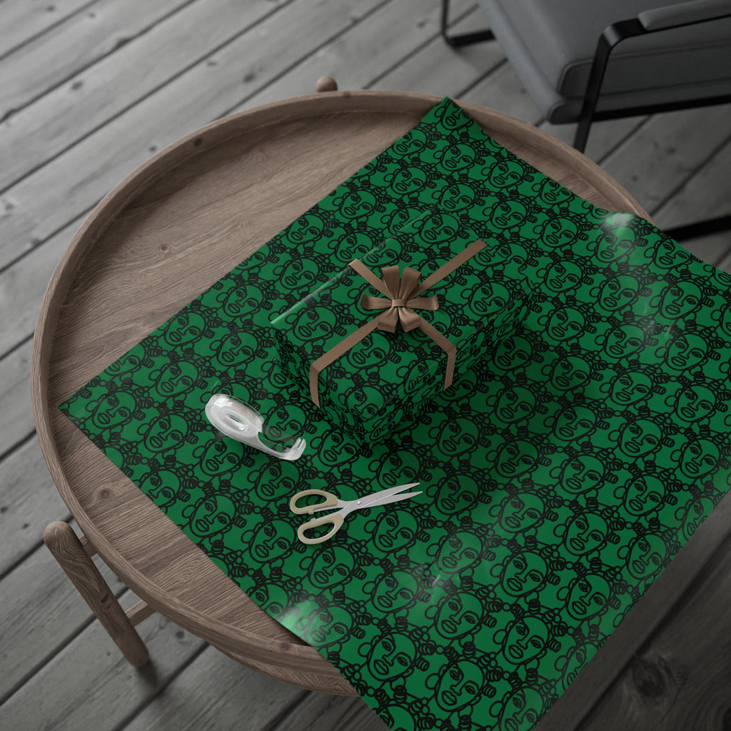 Bantu Crown - Green -Wrapping Paper, Holiday Gift Wrap