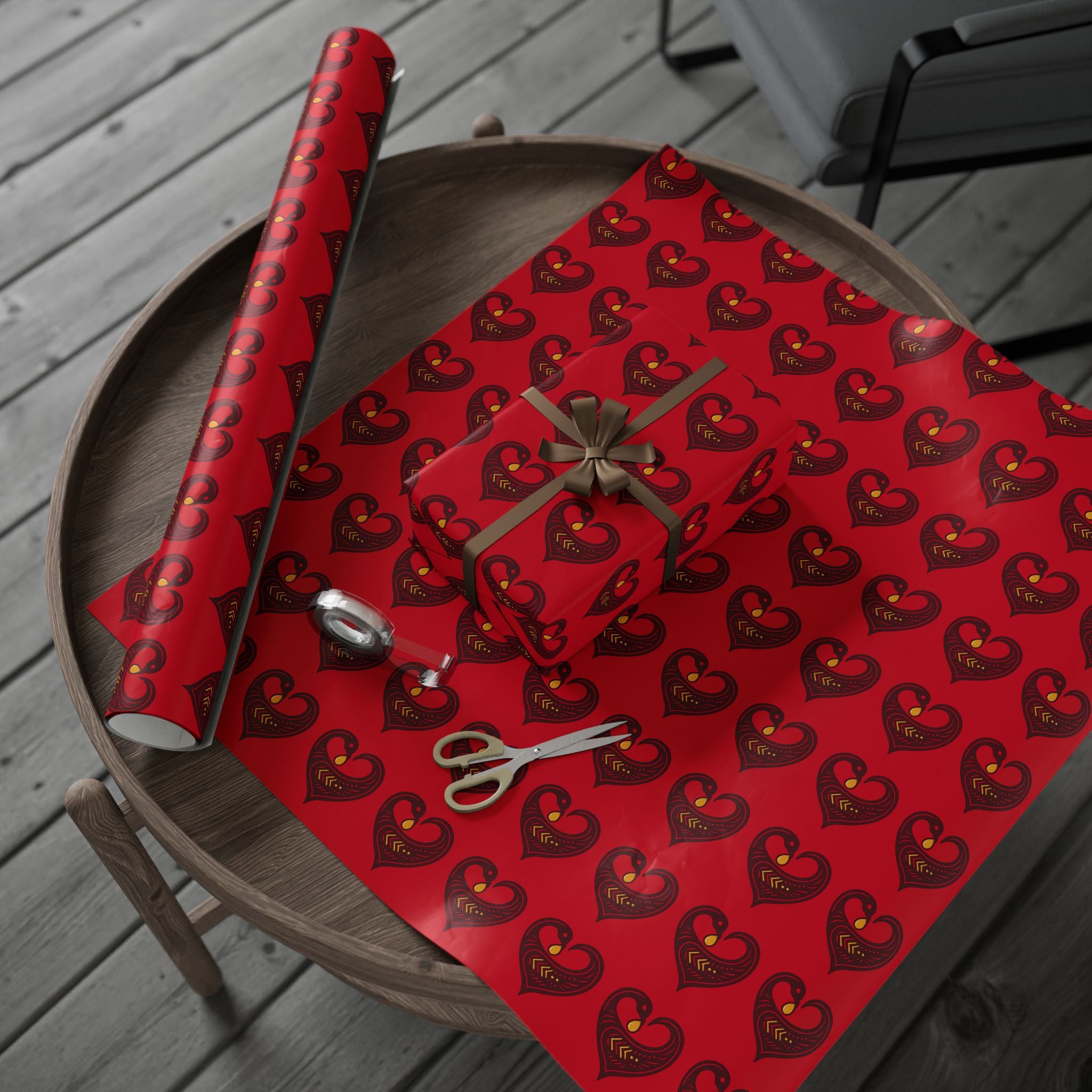 Adinkra Red Sankofa Heart Wrapping Paper