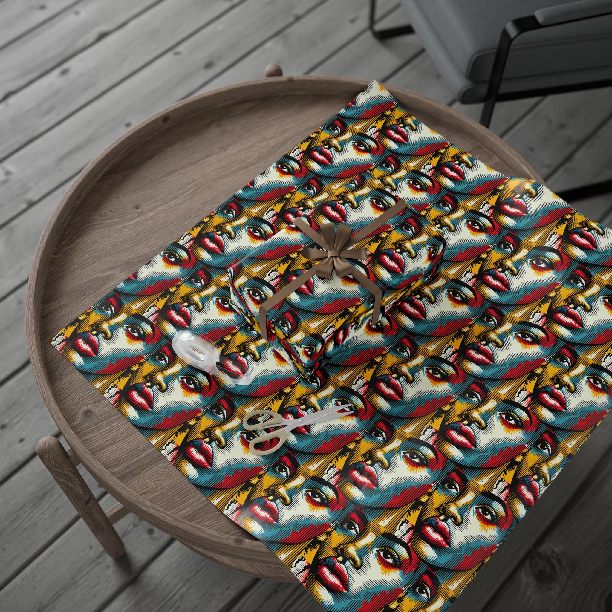 Comic Face, Colorful, Artistic Wrapping Paper