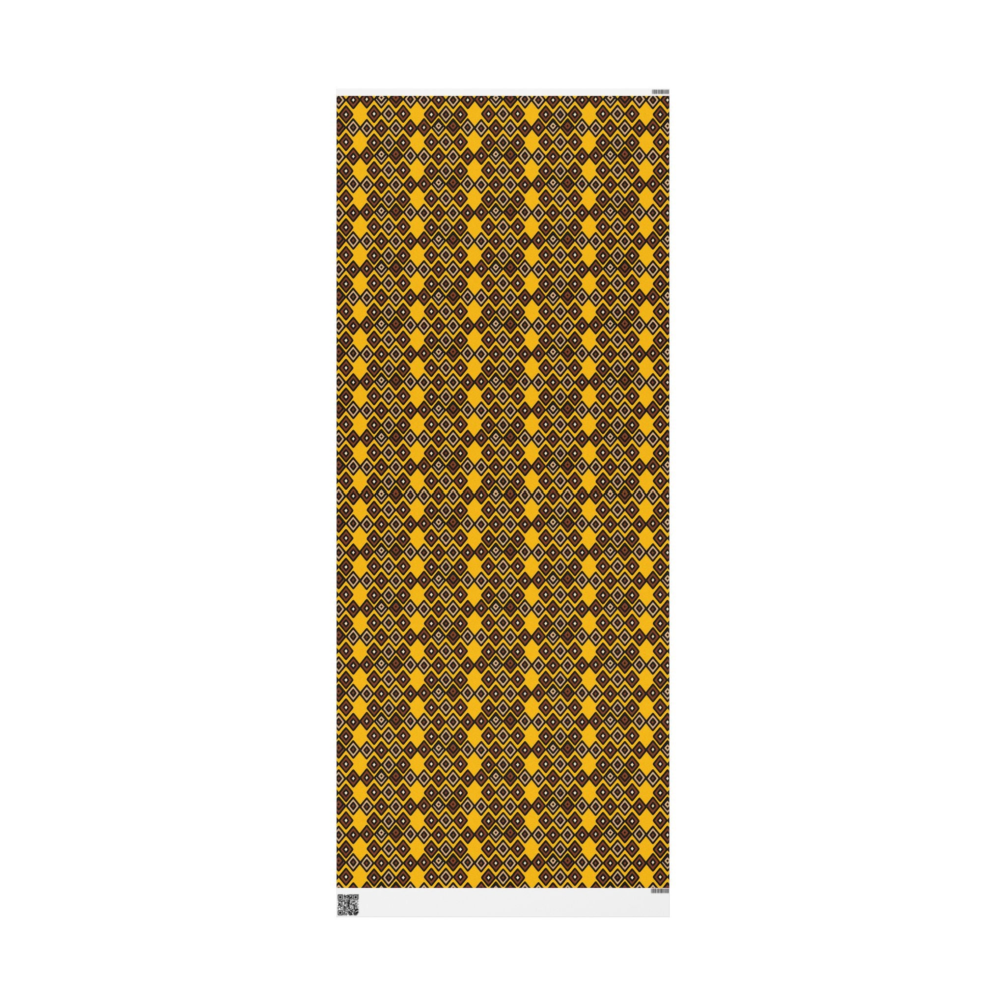 Diamond Pattern Retro Brown/Yellow Wrapping Paper