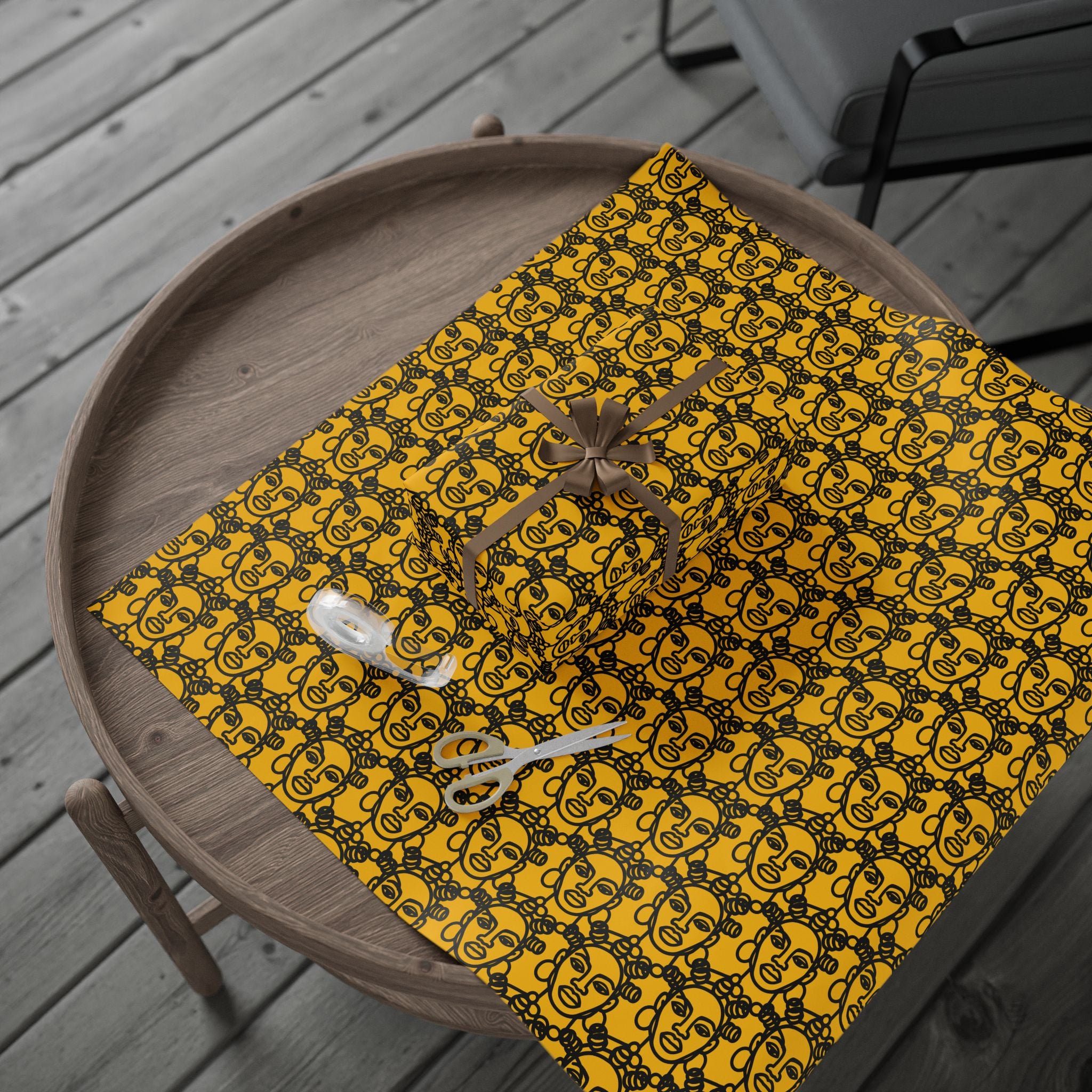 Bantu Crown - Yellow -Wrapping Paper, Holiday Gift Wrap