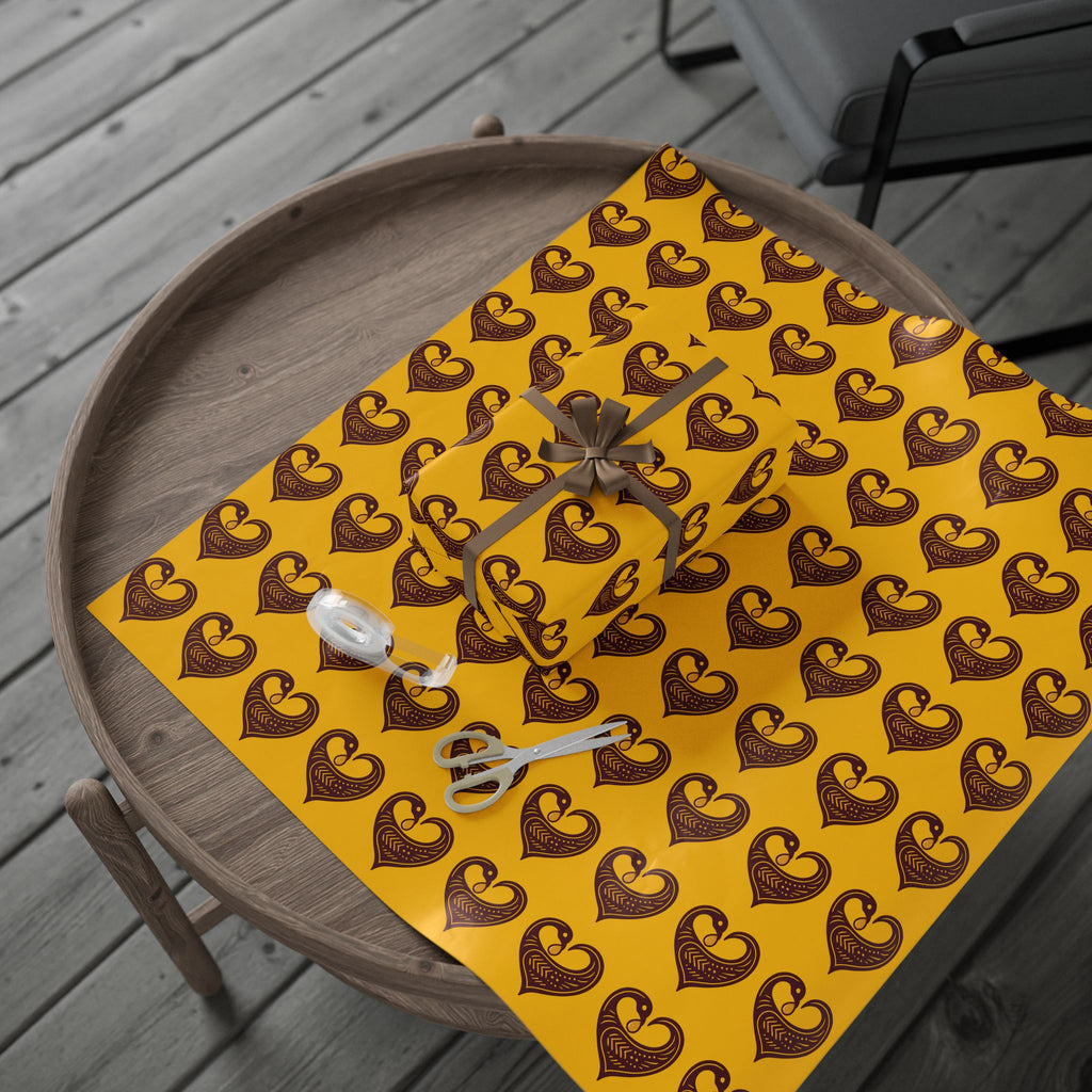 Adinkra Yellow Sankofa Heart Wrapping Paper