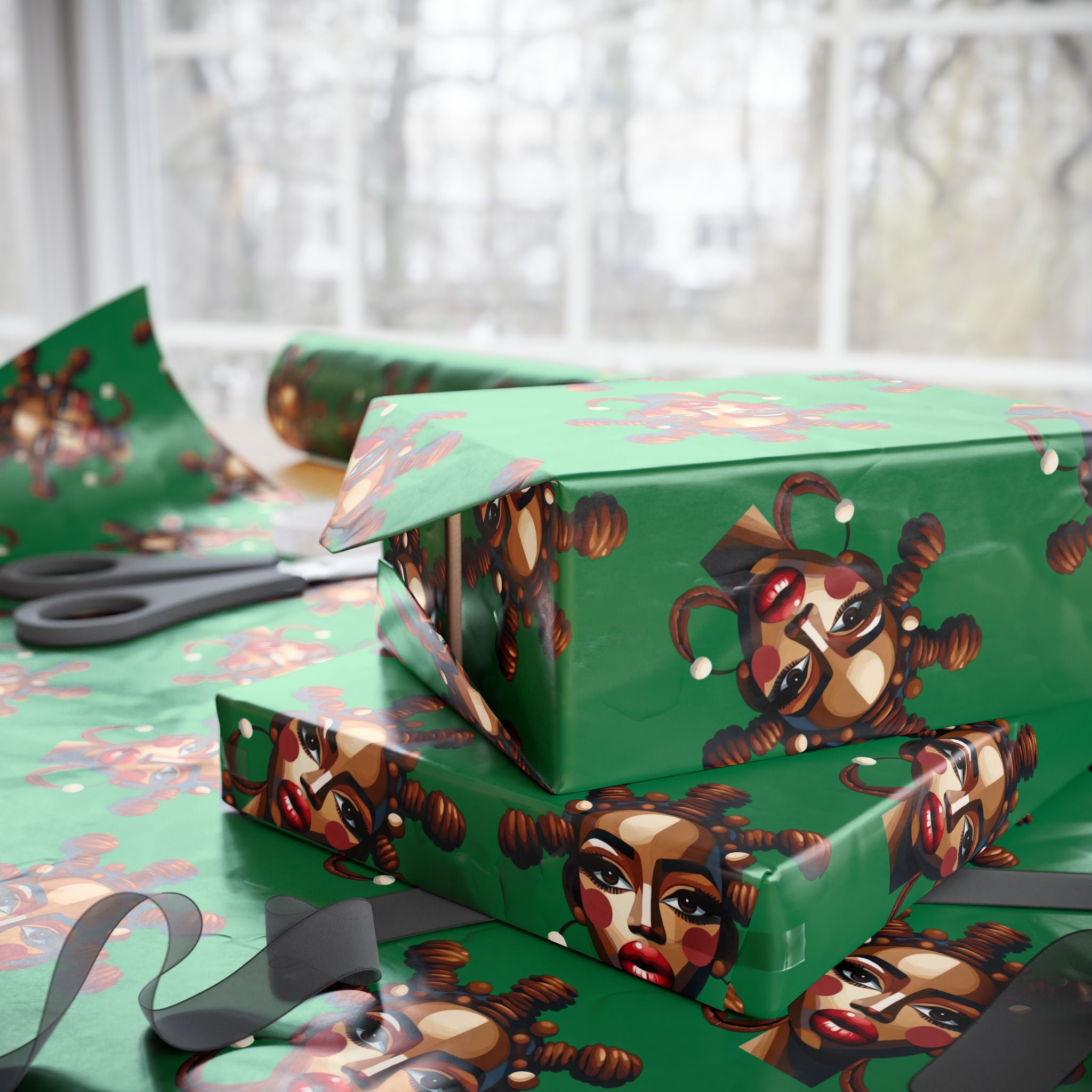 'Bantu' Green Gift Wrapping Paper Roll
