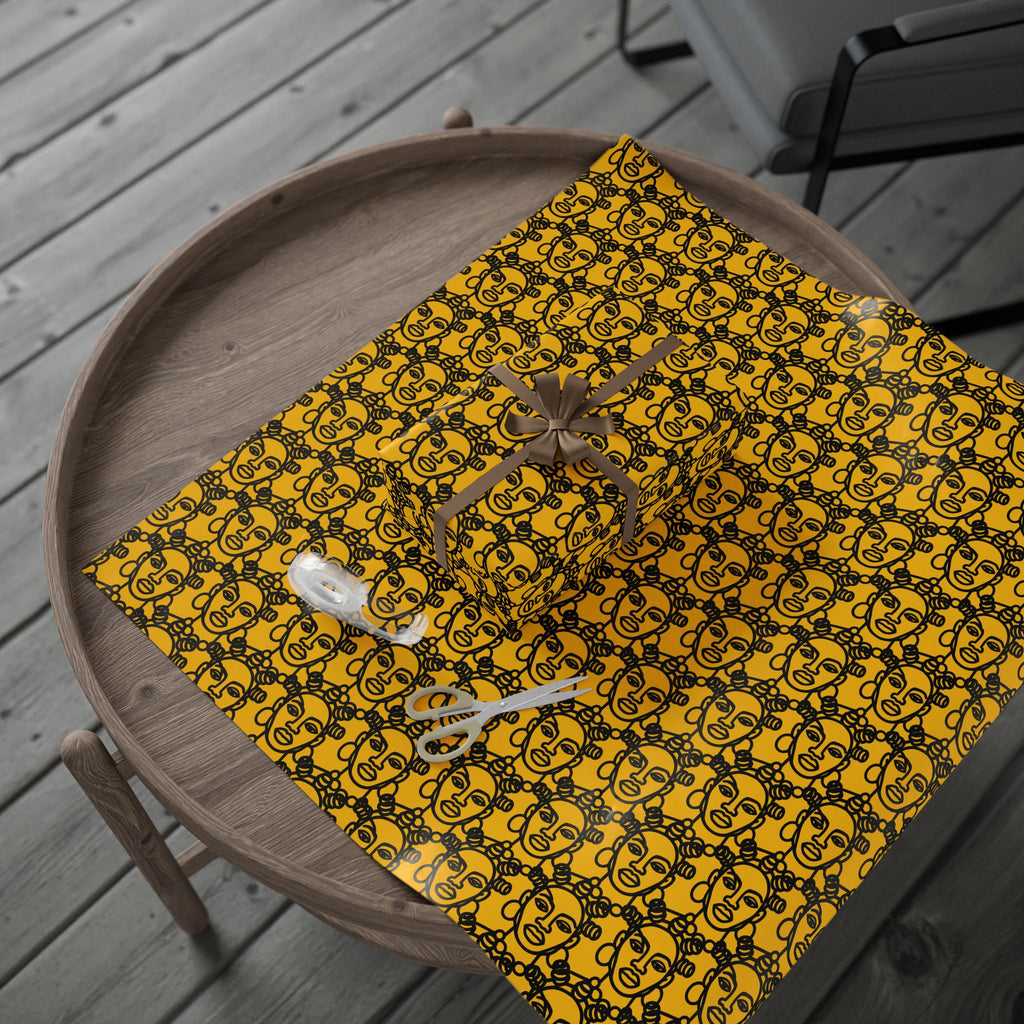 Bantu Crown - Yellow -Wrapping Paper, Holiday Gift Wrap