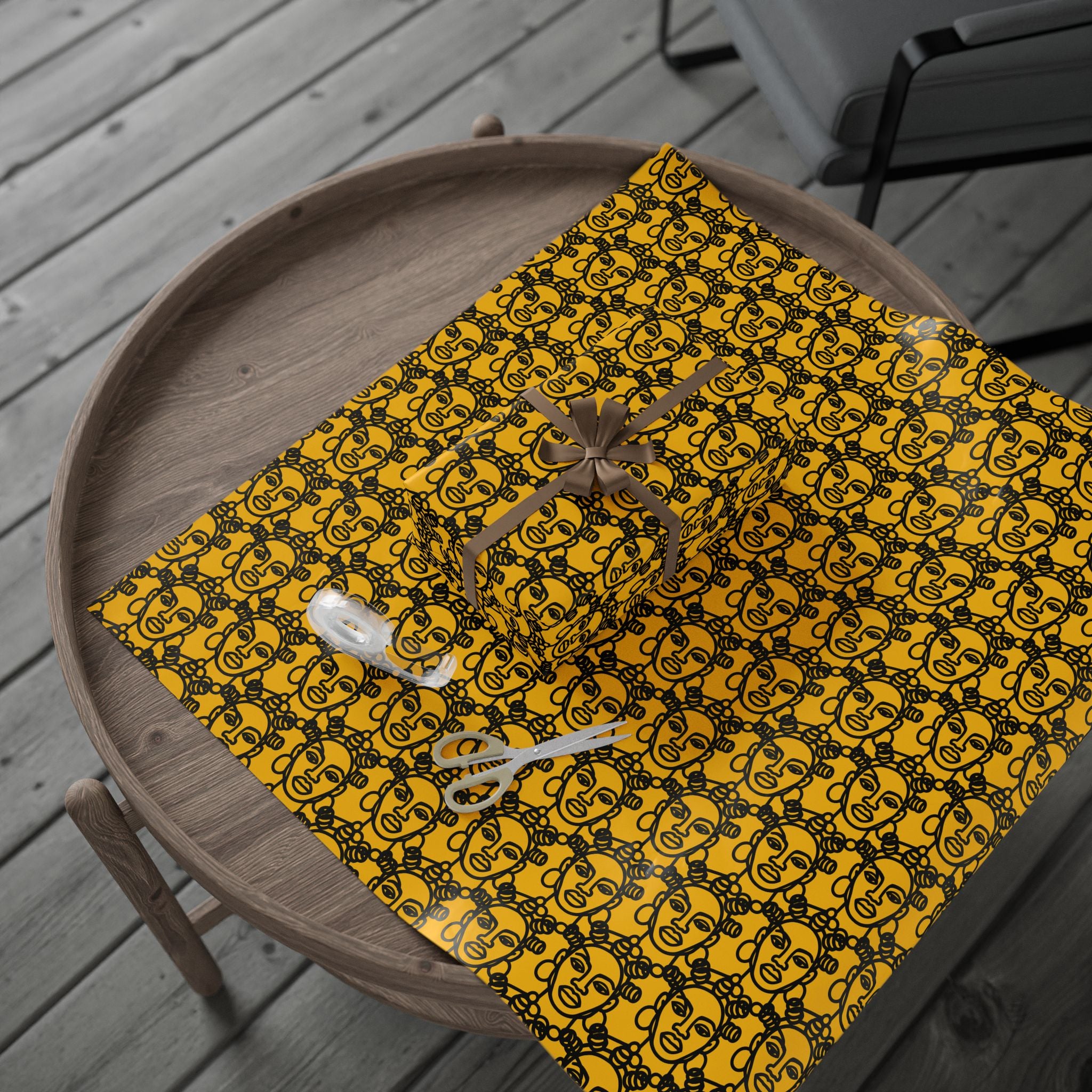 Bantu Crown - Yellow -Wrapping Paper, Holiday Gift Wrap