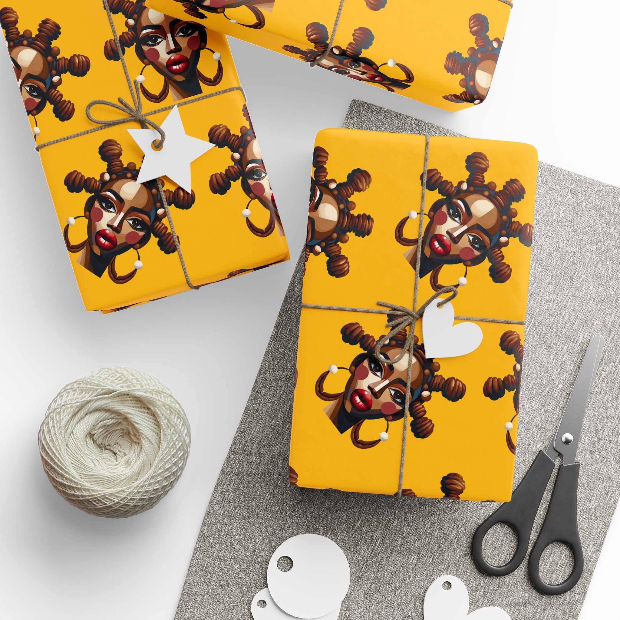'Bantu' Yellow Gift Wrapping Paper Roll
