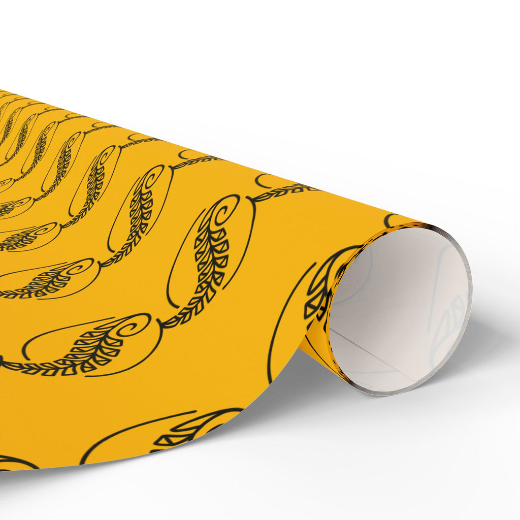 Adinkra Yellow Fern Wrapping Paper
