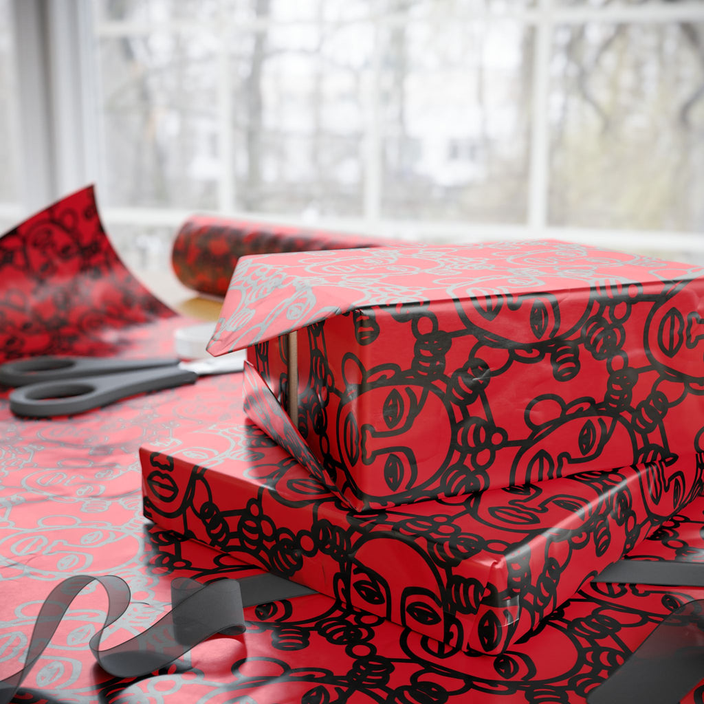 Bantu Crown - Red -Wrapping Paper, Holiday Gift Wrap