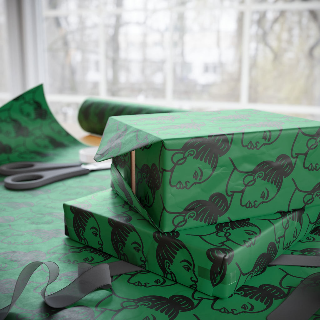 'High Bun' Green Wrapping Paper