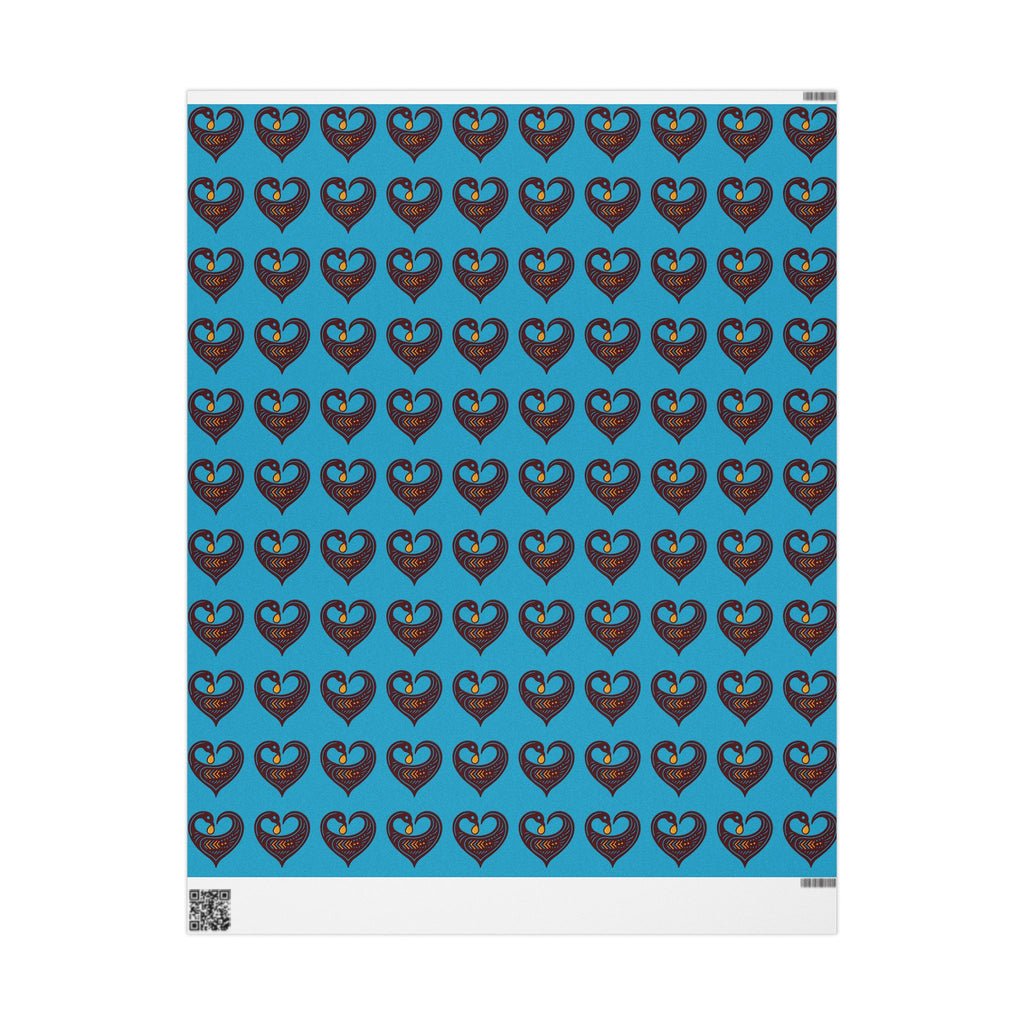 Adinkra Teal Sankofa Heart Wrapping Paper