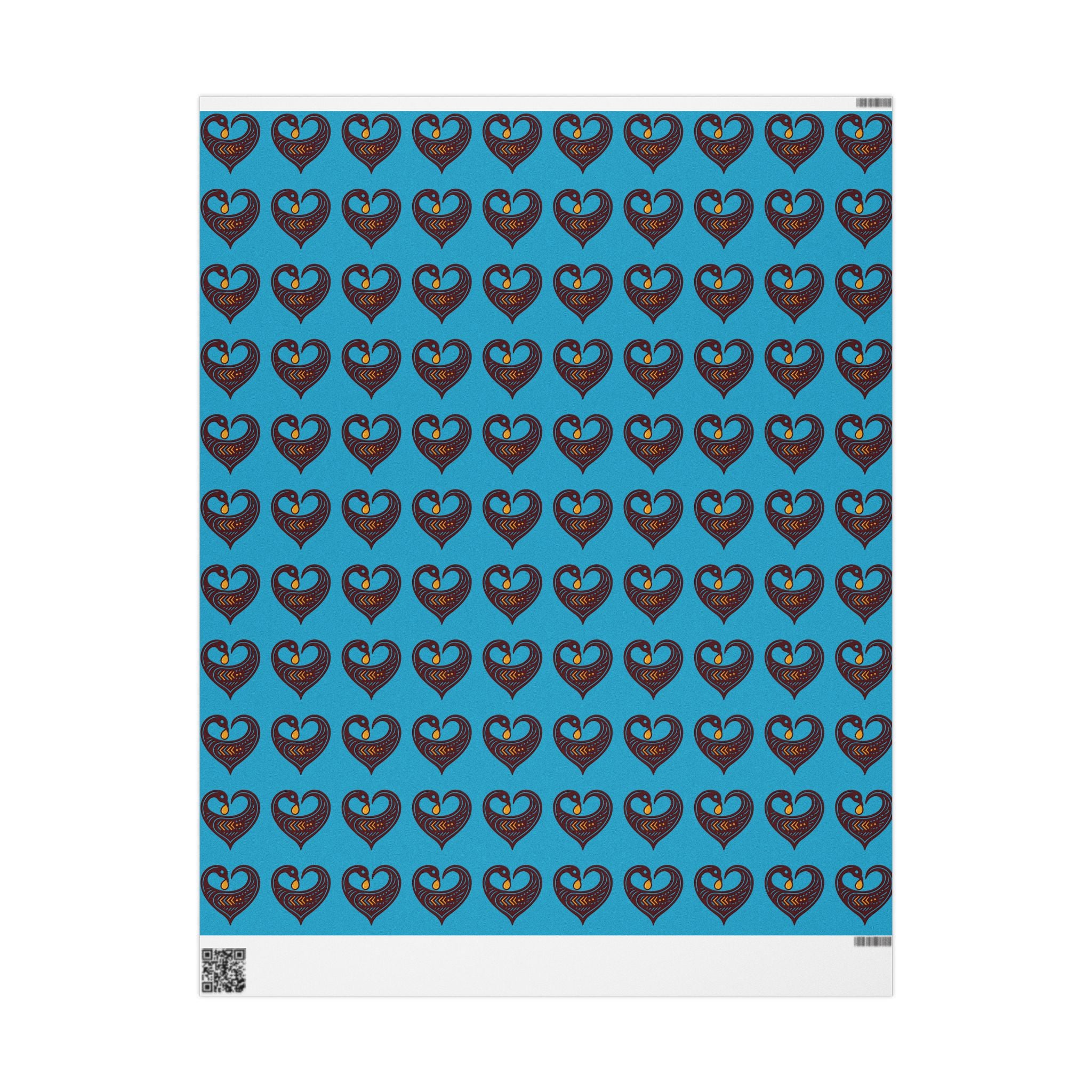 Adinkra Teal Sankofa Heart Wrapping Paper