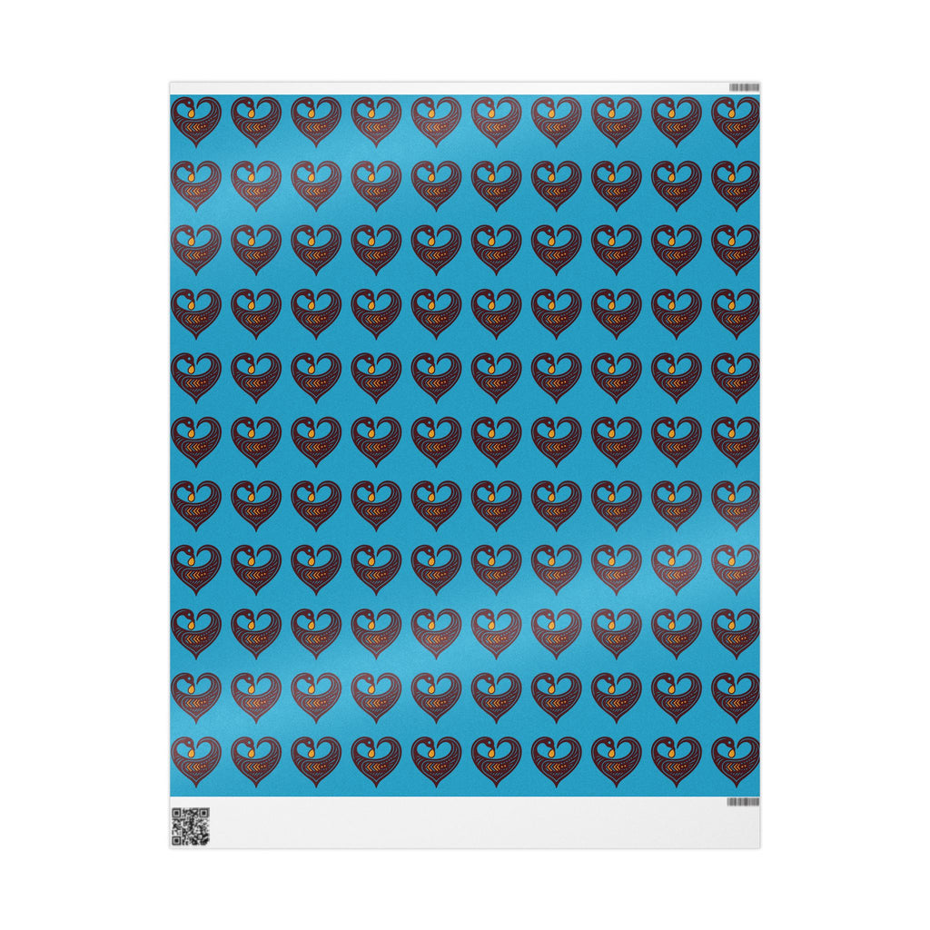 Adinkra Teal Sankofa Heart Wrapping Paper