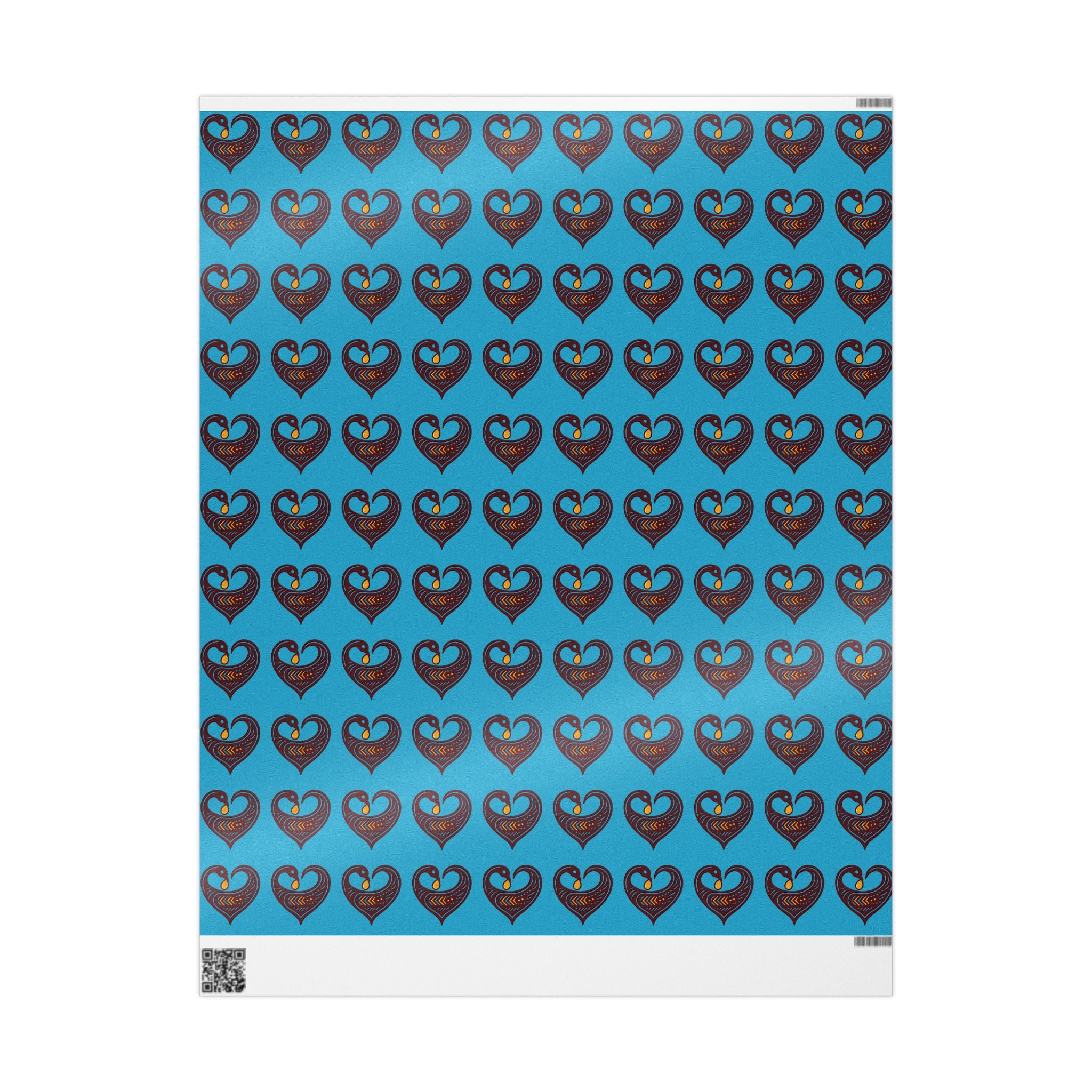 Adinkra Teal Sankofa Heart Wrapping Paper