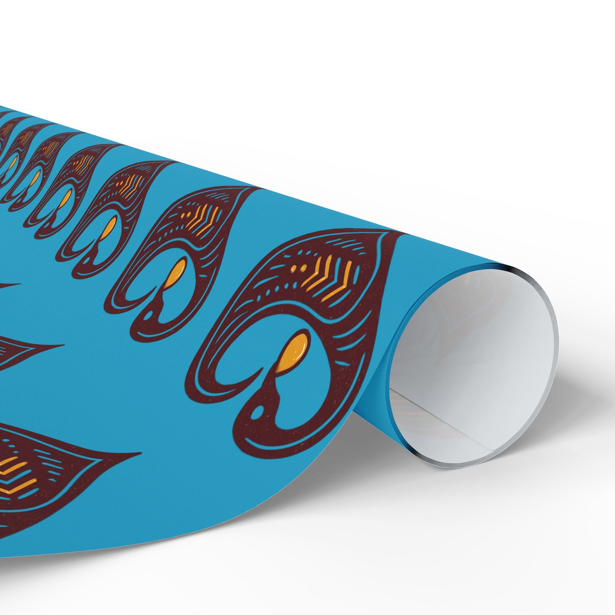 Adinkra Teal Sankofa Heart Wrapping Paper