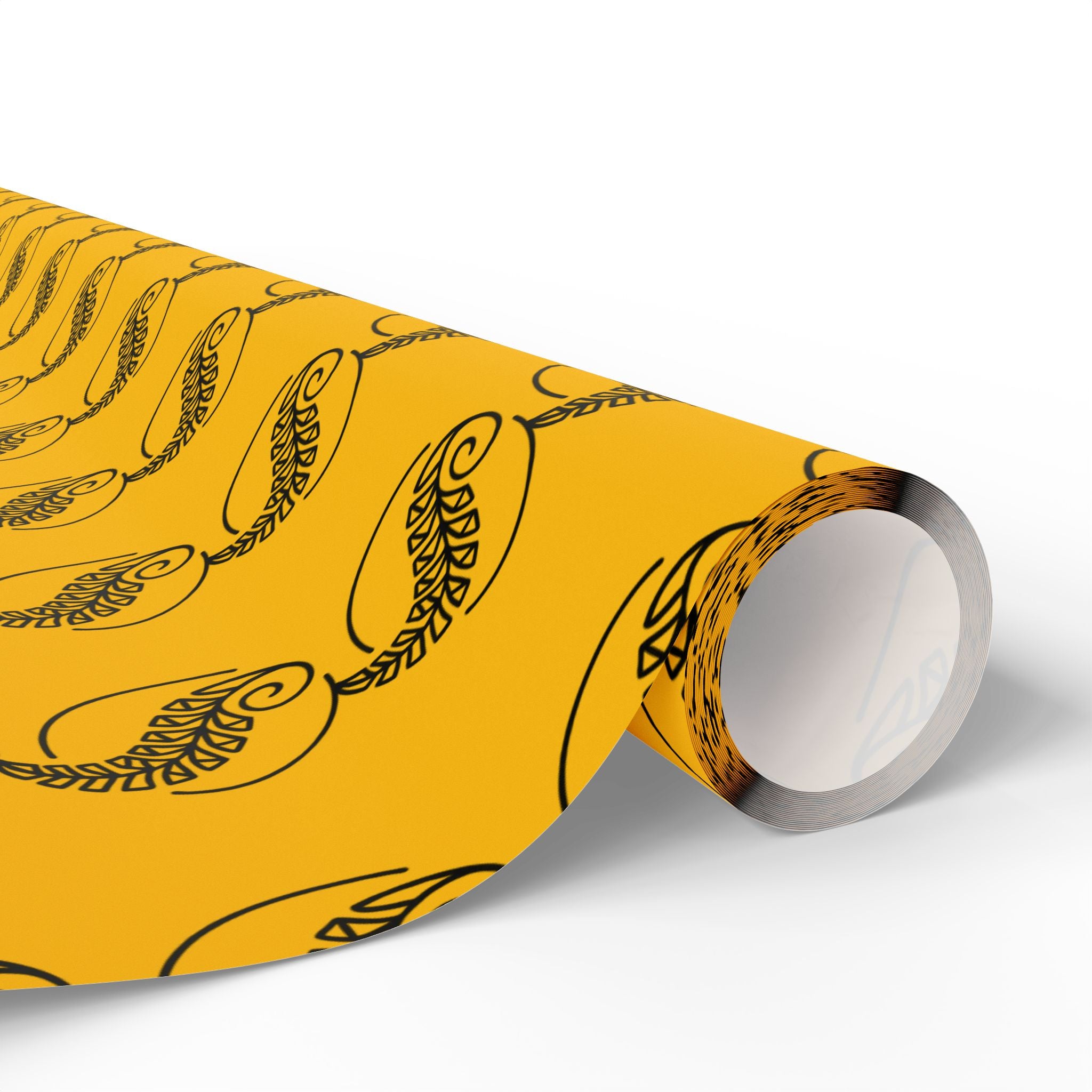Adinkra Yellow Fern Wrapping Paper