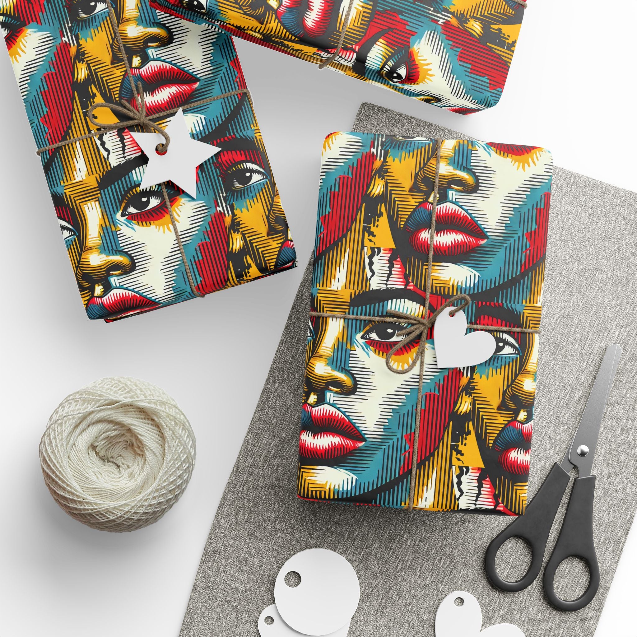 Comic Face, Colorful, Artistic Wrapping Paper