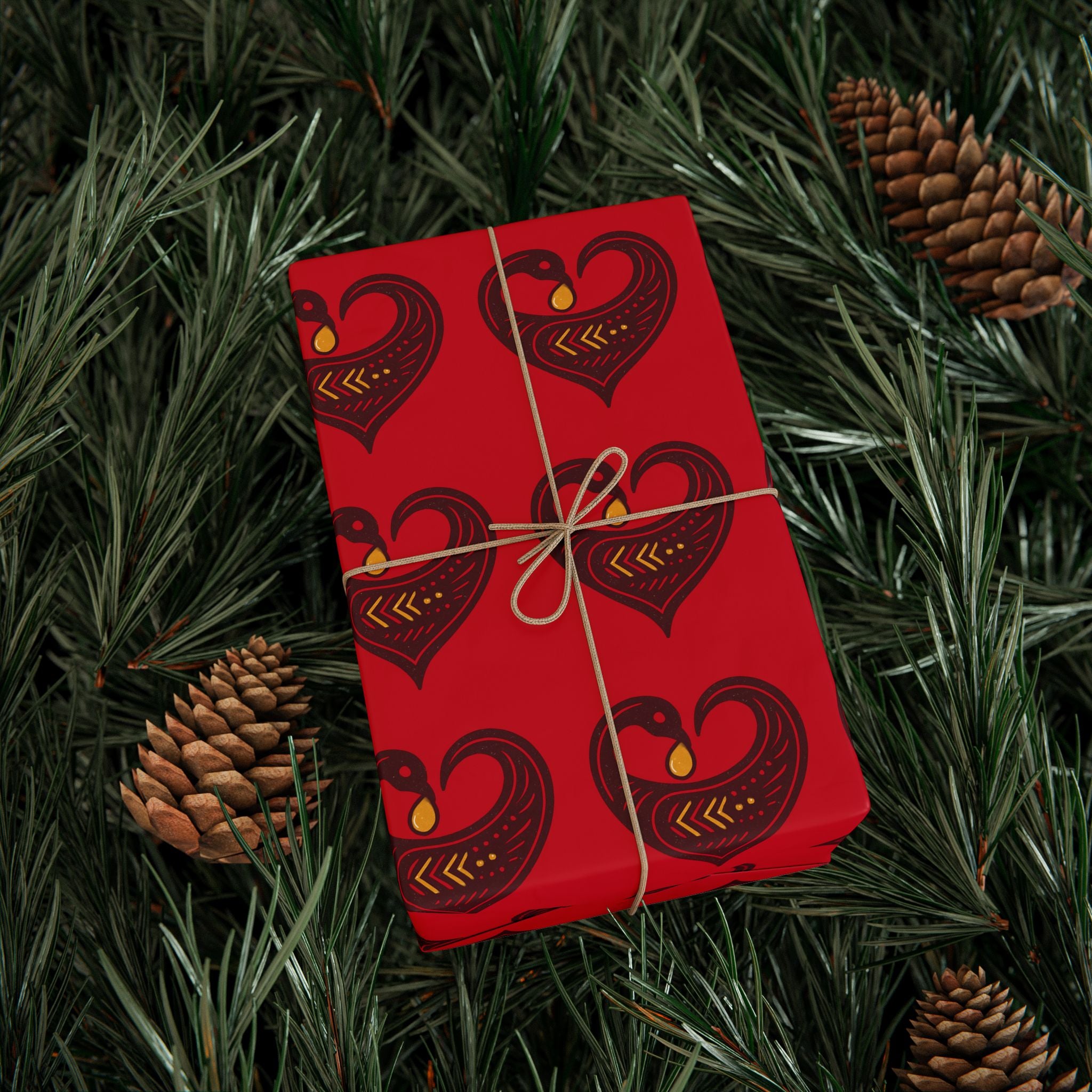 Adinkra Red Sankofa Heart Wrapping Paper