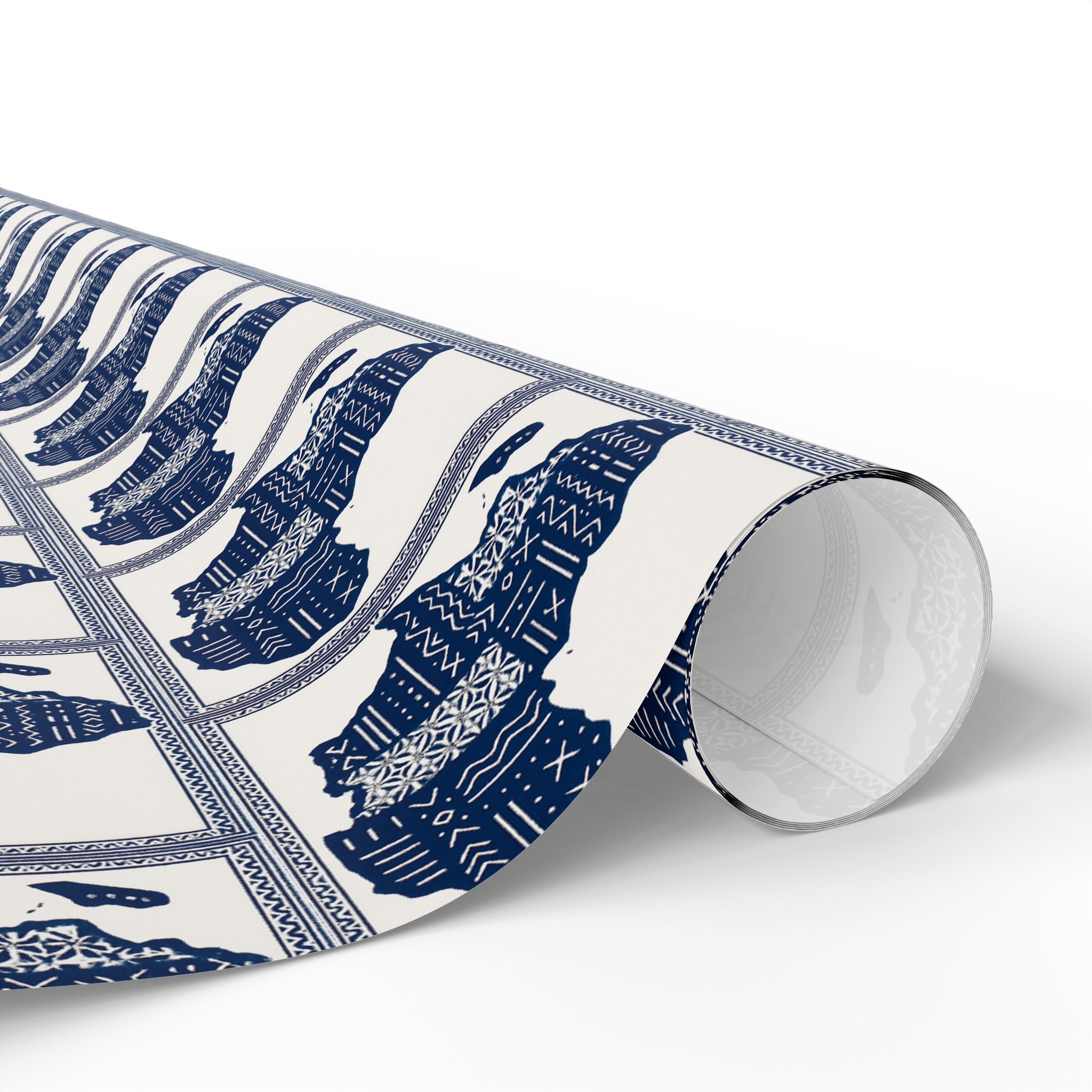 Africa Blue Printed Wrapping Paper
