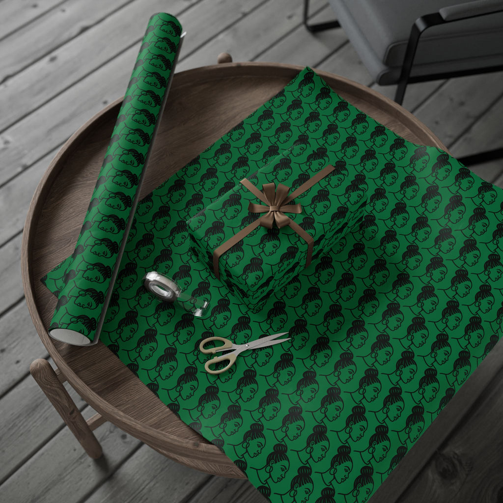 'High Bun' Green Wrapping Paper