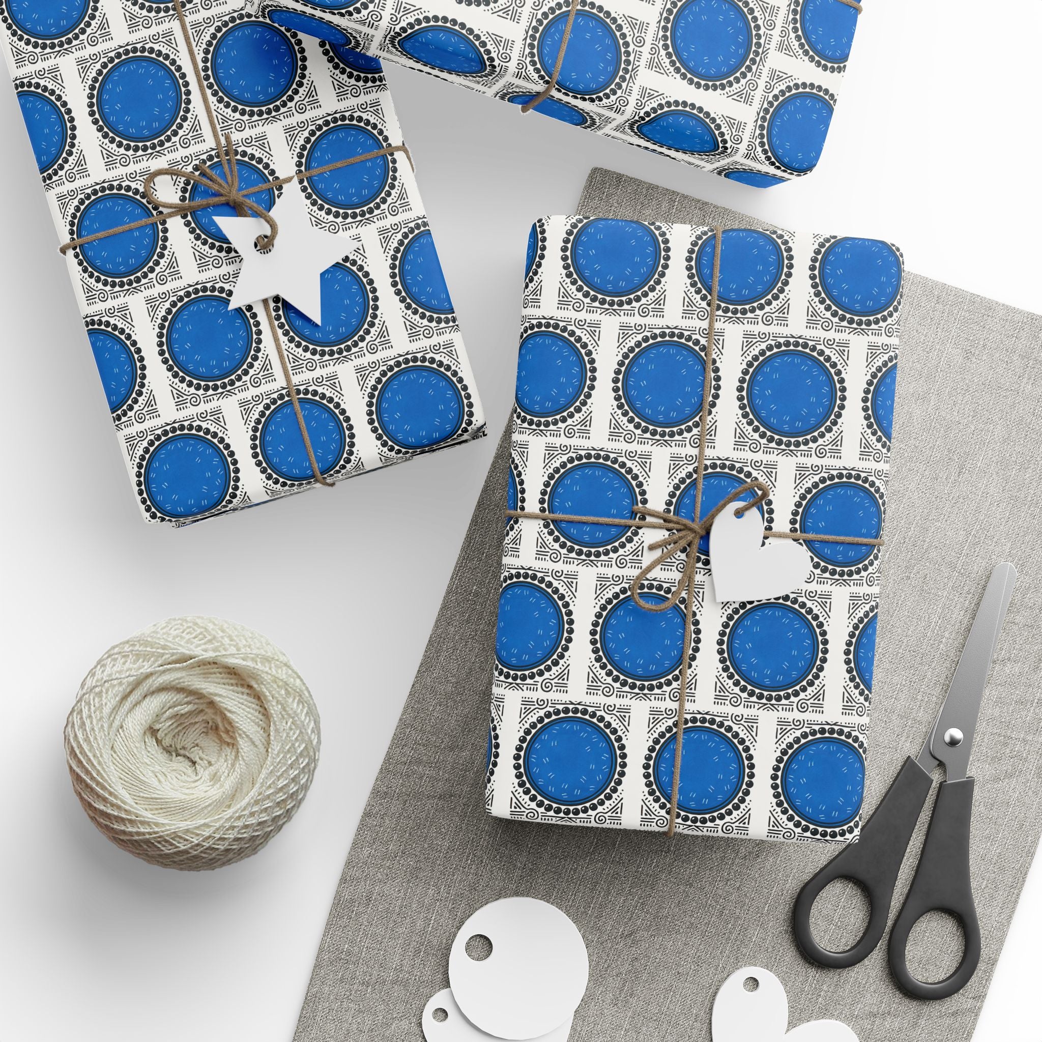 Blue Dot Printed Wrapping Paper