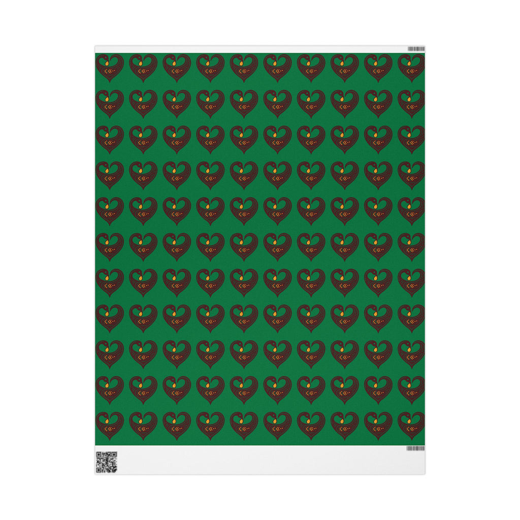 Adinkra Green Sankofa Heart Wrapping Paper