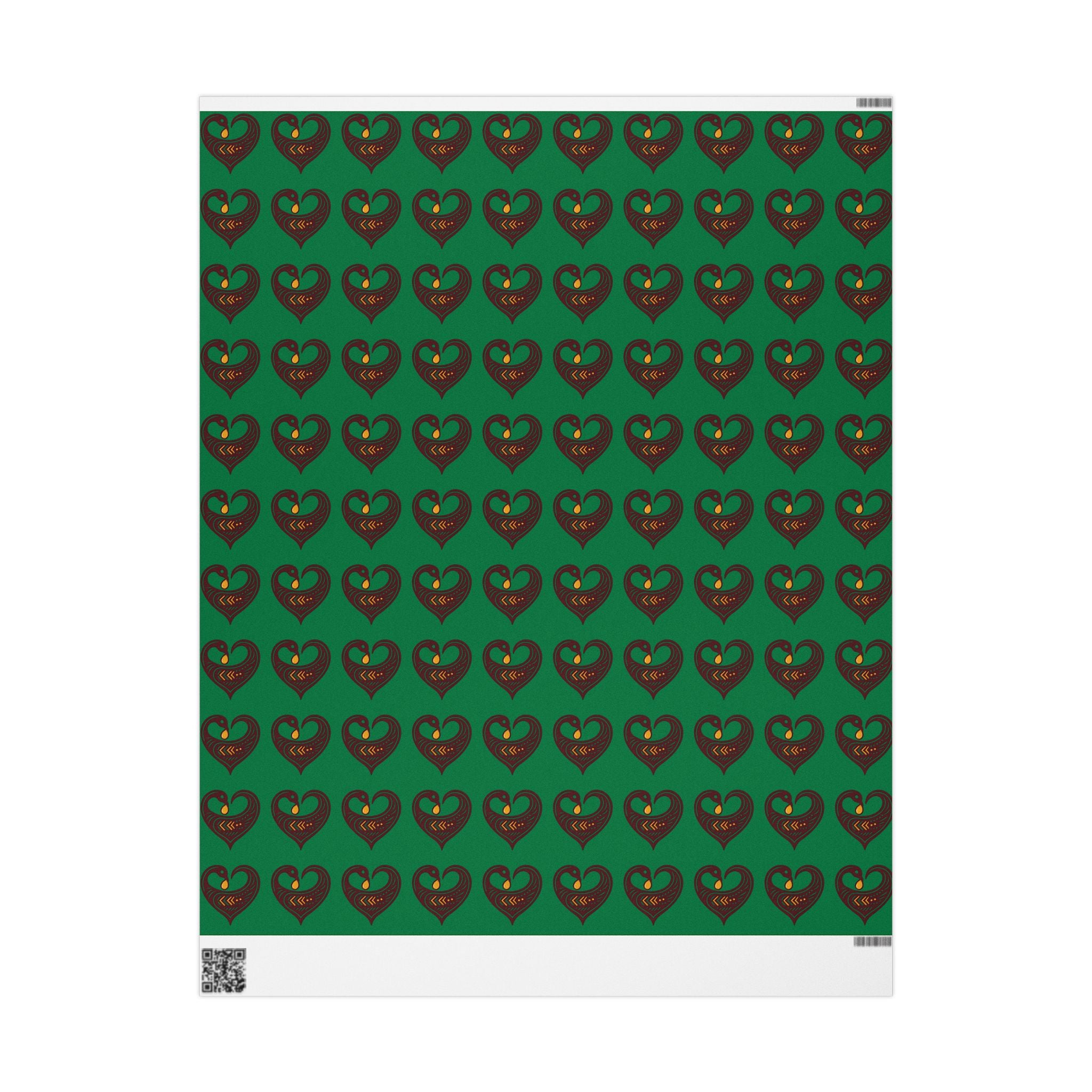 Adinkra Green Sankofa Heart Wrapping Paper