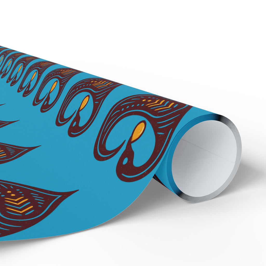 Adinkra Teal Sankofa Heart Wrapping Paper