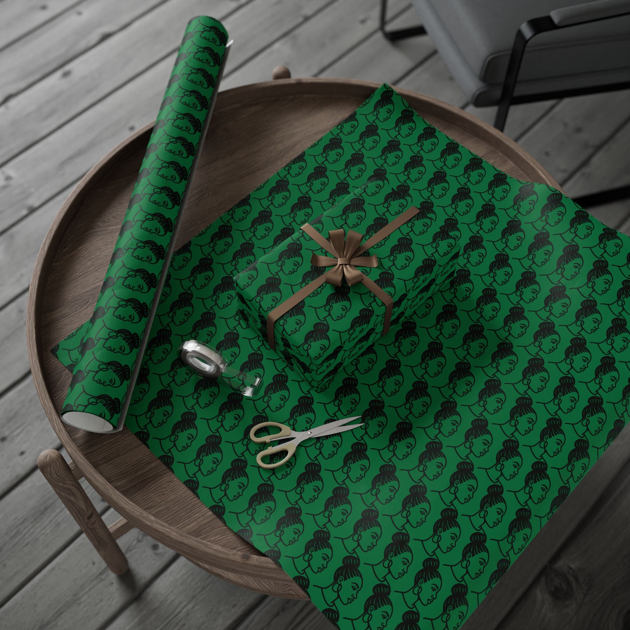 'High Bun' Green Wrapping Paper
