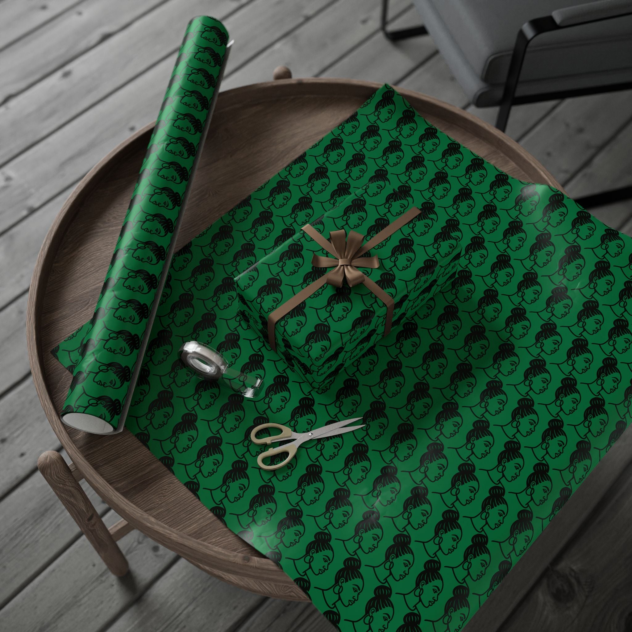 'High Bun' Green Wrapping Paper