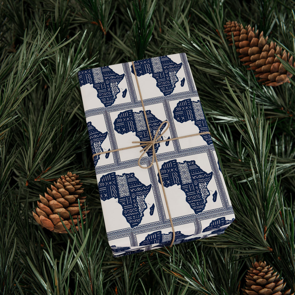Africa Blue Printed Wrapping Paper