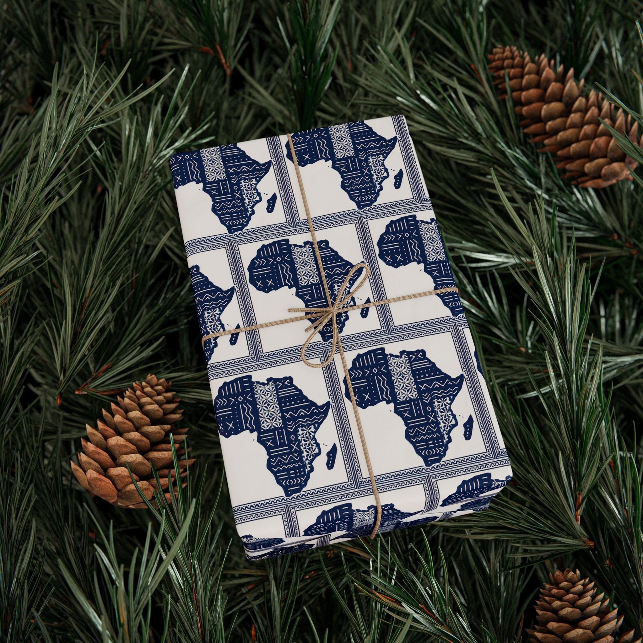 Africa Blue Printed Wrapping Paper