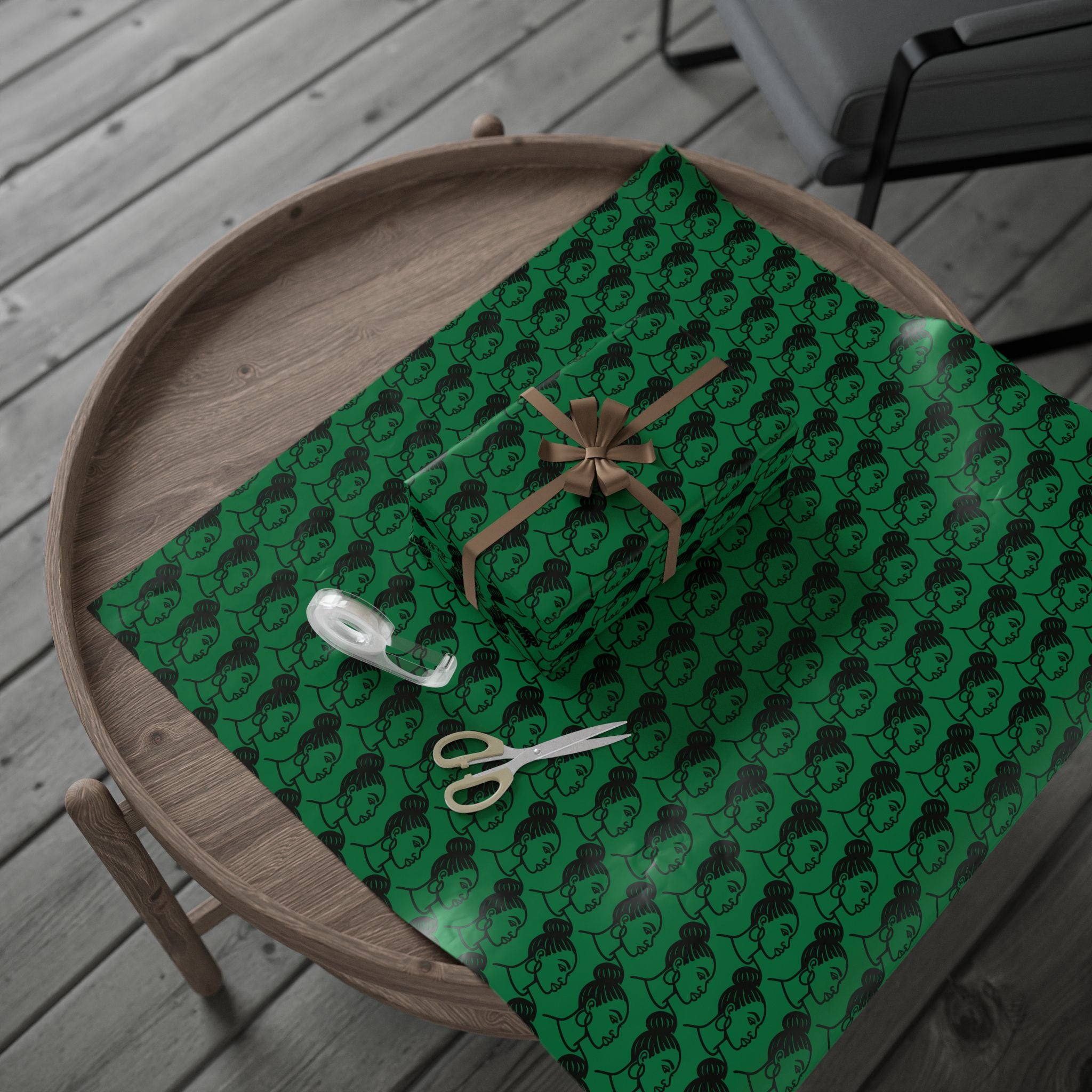 'High Bun' Green Wrapping Paper