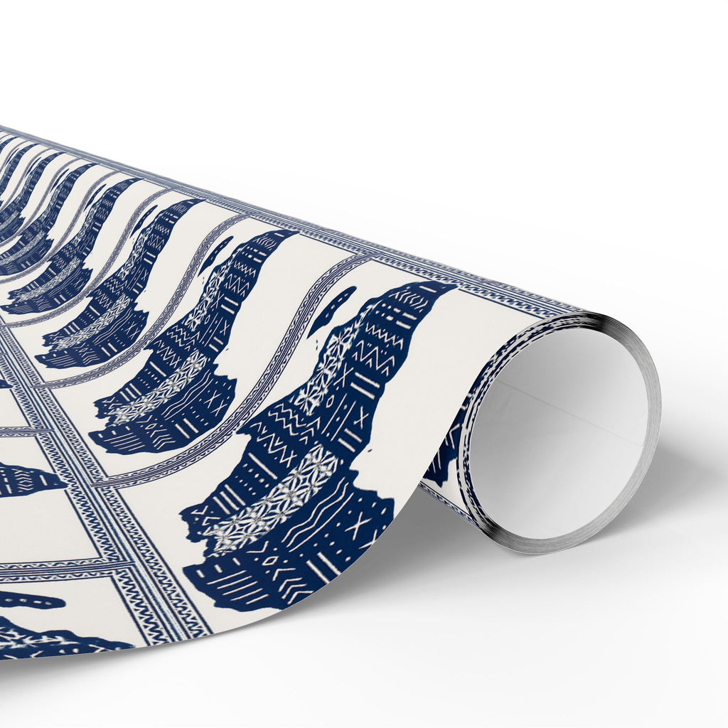 Africa Blue Printed Wrapping Paper